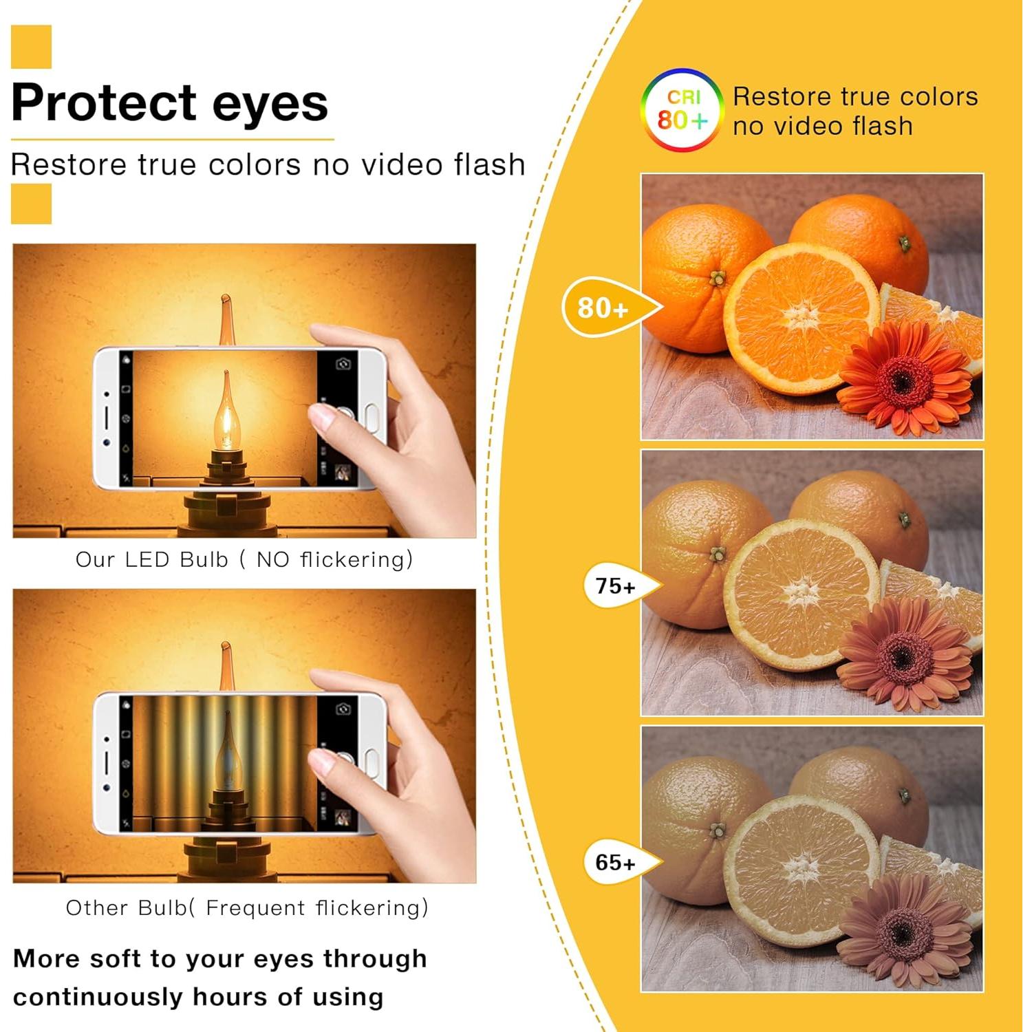 Bombillas LED Vintage E12 Genixgreen 7W 2200K Ámbar 6 Unidades