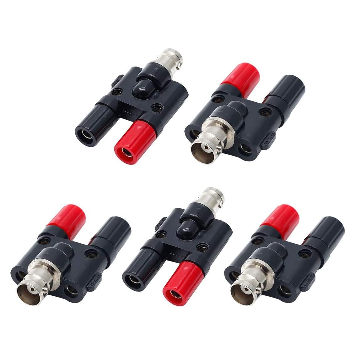 Adaptador BNC Femenino a Doble Jack Banana 4mm - 5 Pcs Hxchen