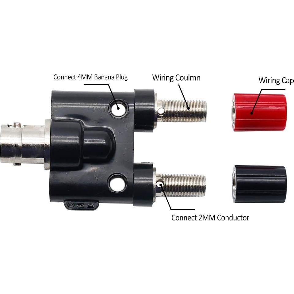 Adaptador BNC Femenino a Doble Jack Banana 4mm - 5 Pcs Hxchen