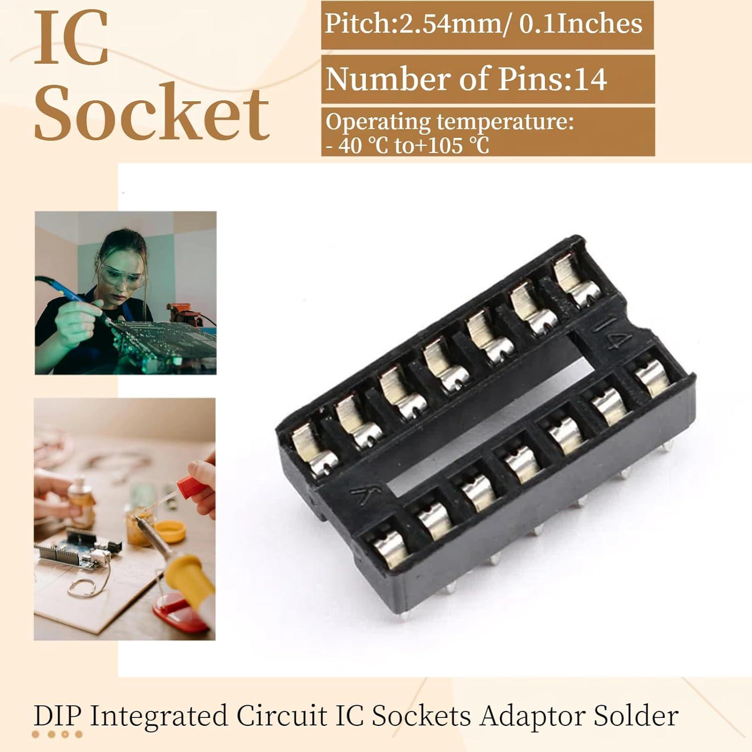 10 Pcs Zócalo DIP 14 Pines JESSINIE 2.54mm Soldadura