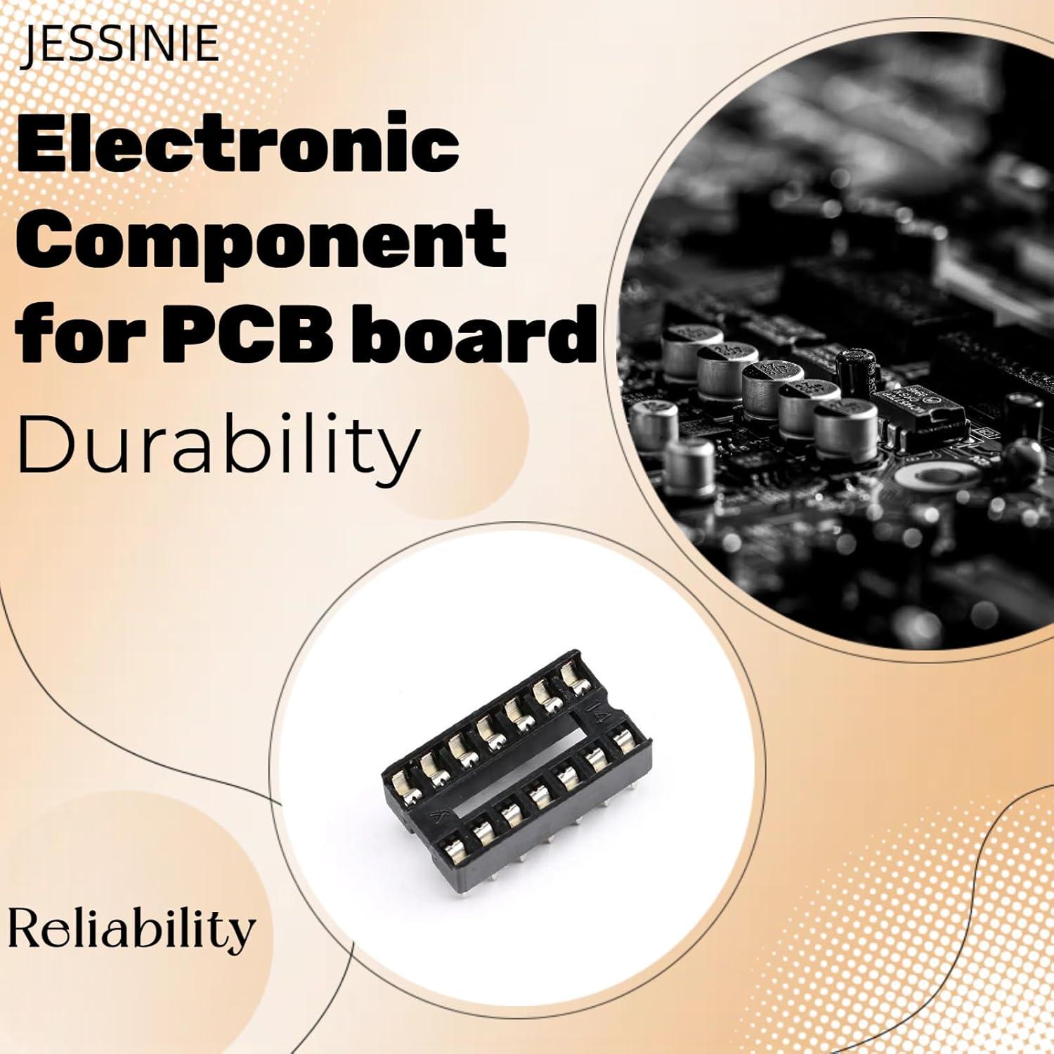 10 Pcs Zócalo DIP 14 Pines JESSINIE 2.54mm Soldadura