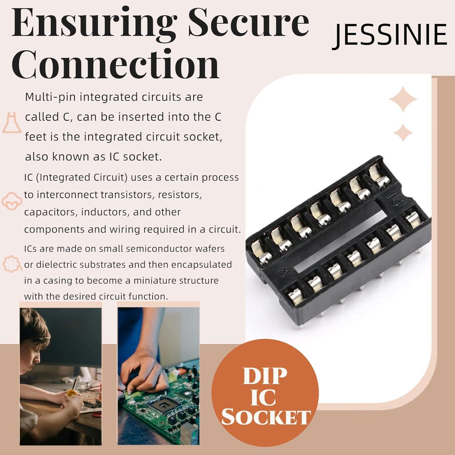 10 Pcs Zócalo DIP 14 Pines JESSINIE 2.54mm Soldadura