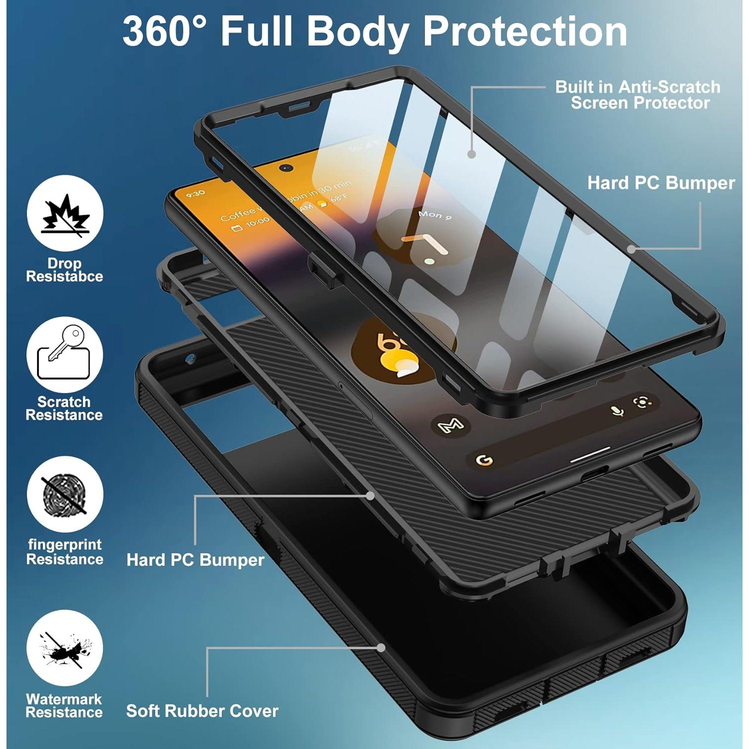 Funda para Google Pixel 6A Aimoll-88, alta resistencia, negra