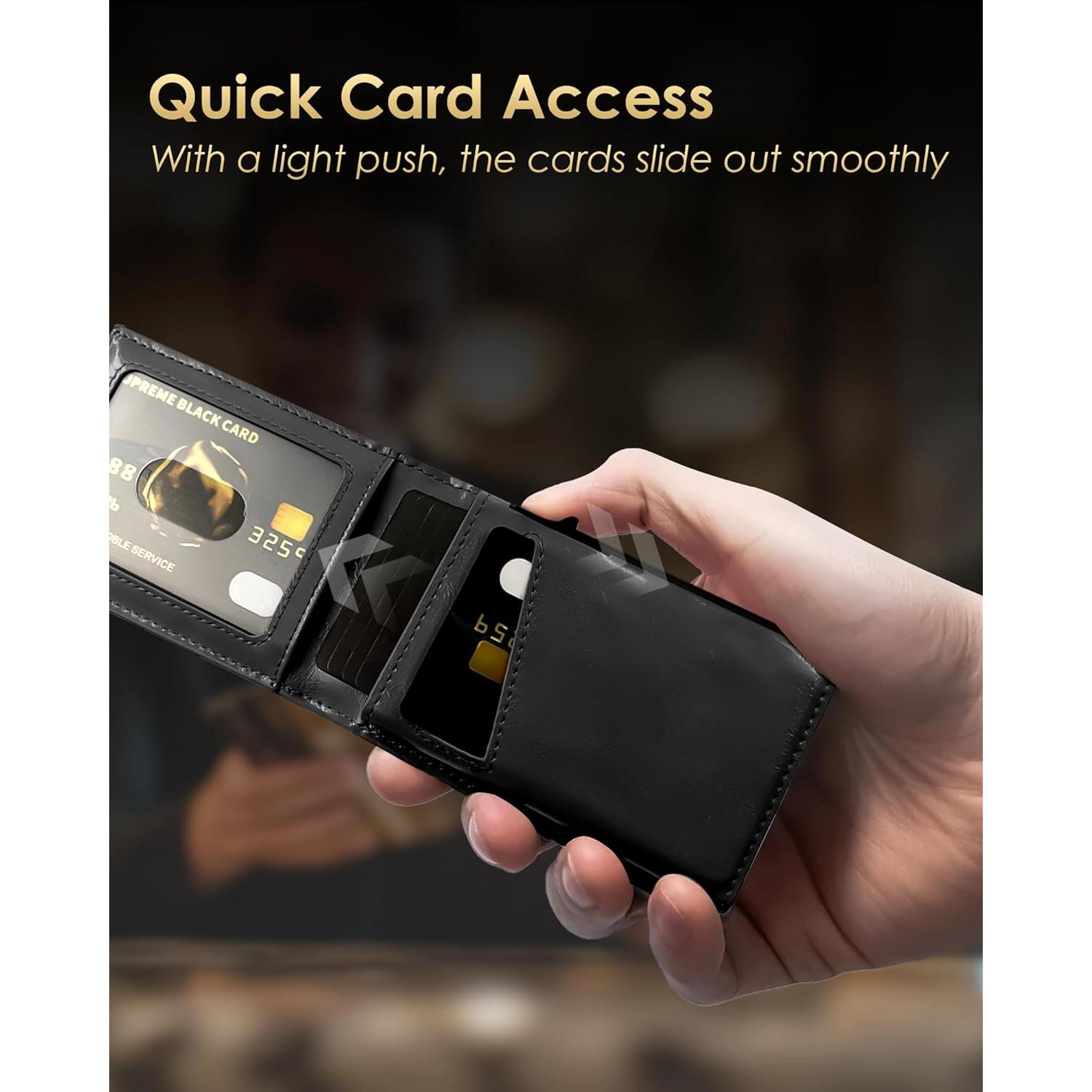 Billetera RFID para Hombres QLD Minimalista Negra 12 Tarjetas