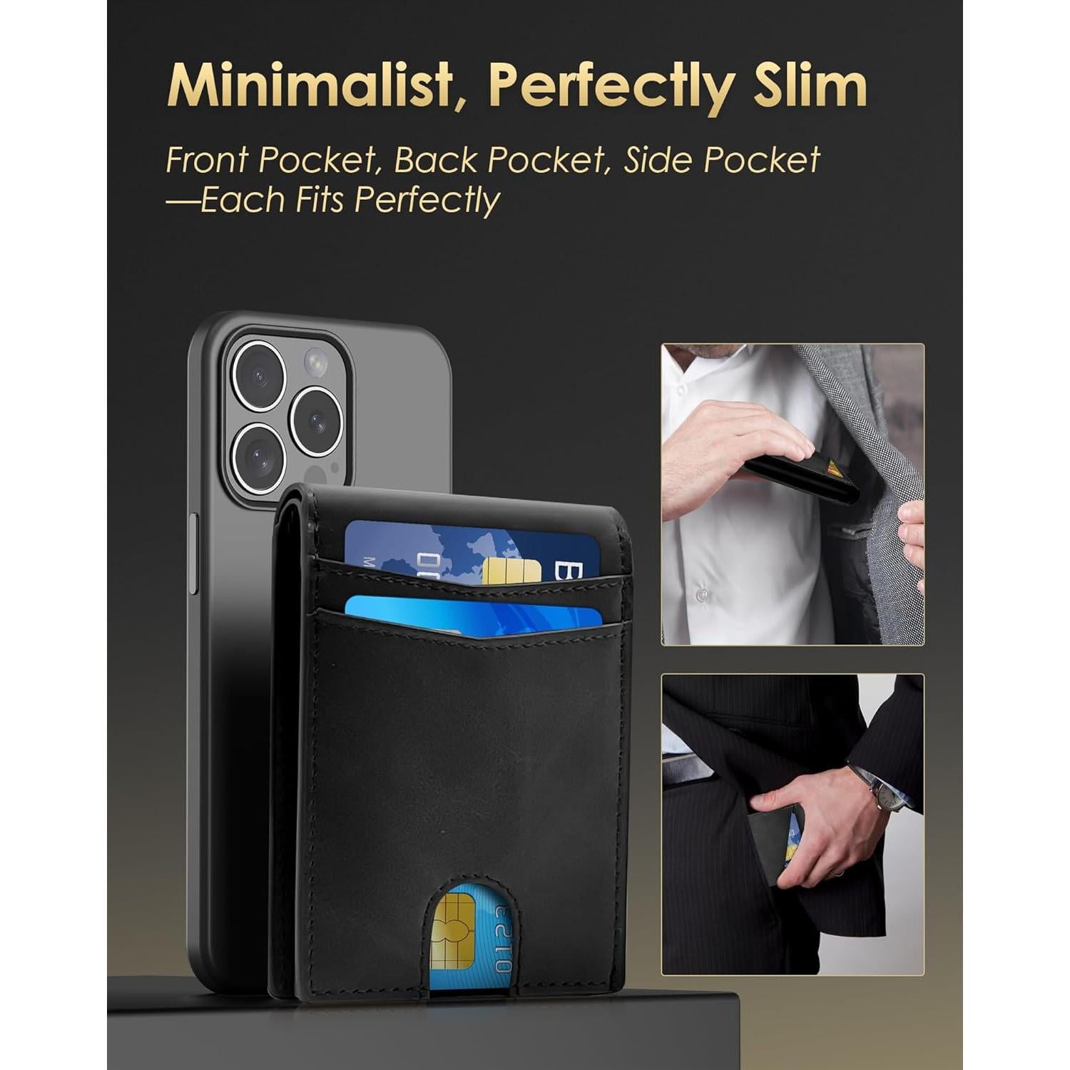 Billetera RFID para Hombres QLD Minimalista Negra 12 Tarjetas