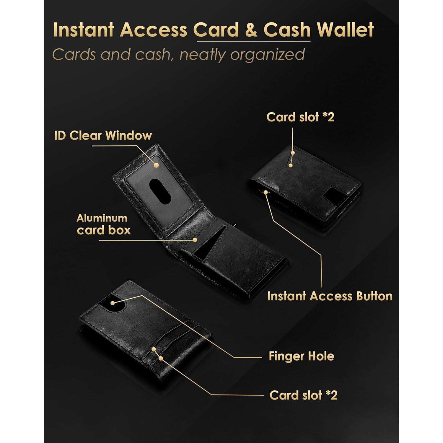 Billetera RFID para Hombres QLD Minimalista Negra 12 Tarjetas