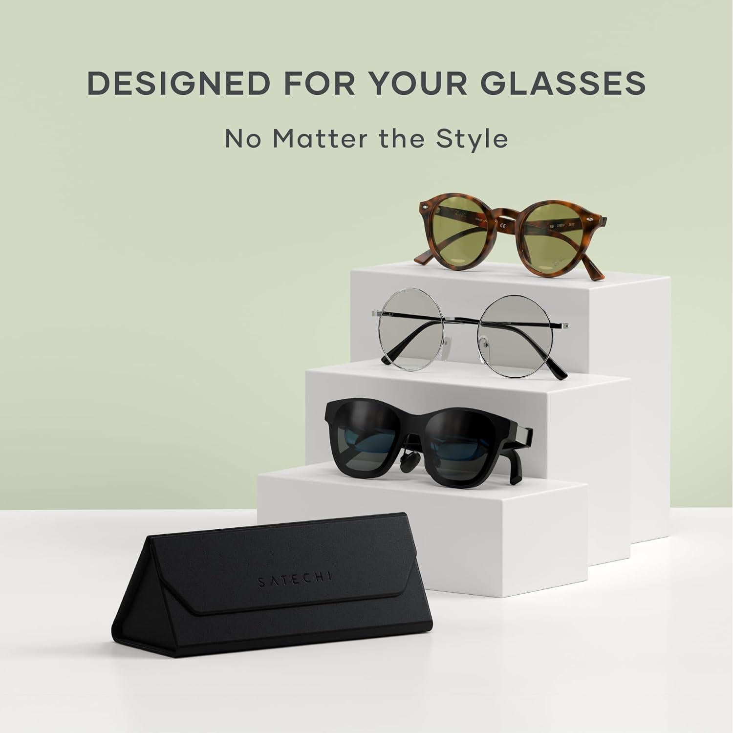 Estuche para Gafas Inteligentes Satechi FindAll - Negro, Plegable, Inalámbrico