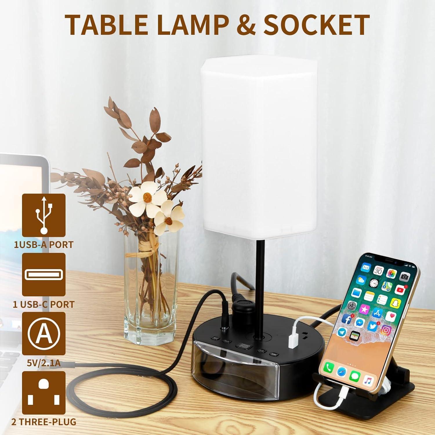 Reloj Despertador ELMWAY con Cargador USB y Enchufes 15 cm