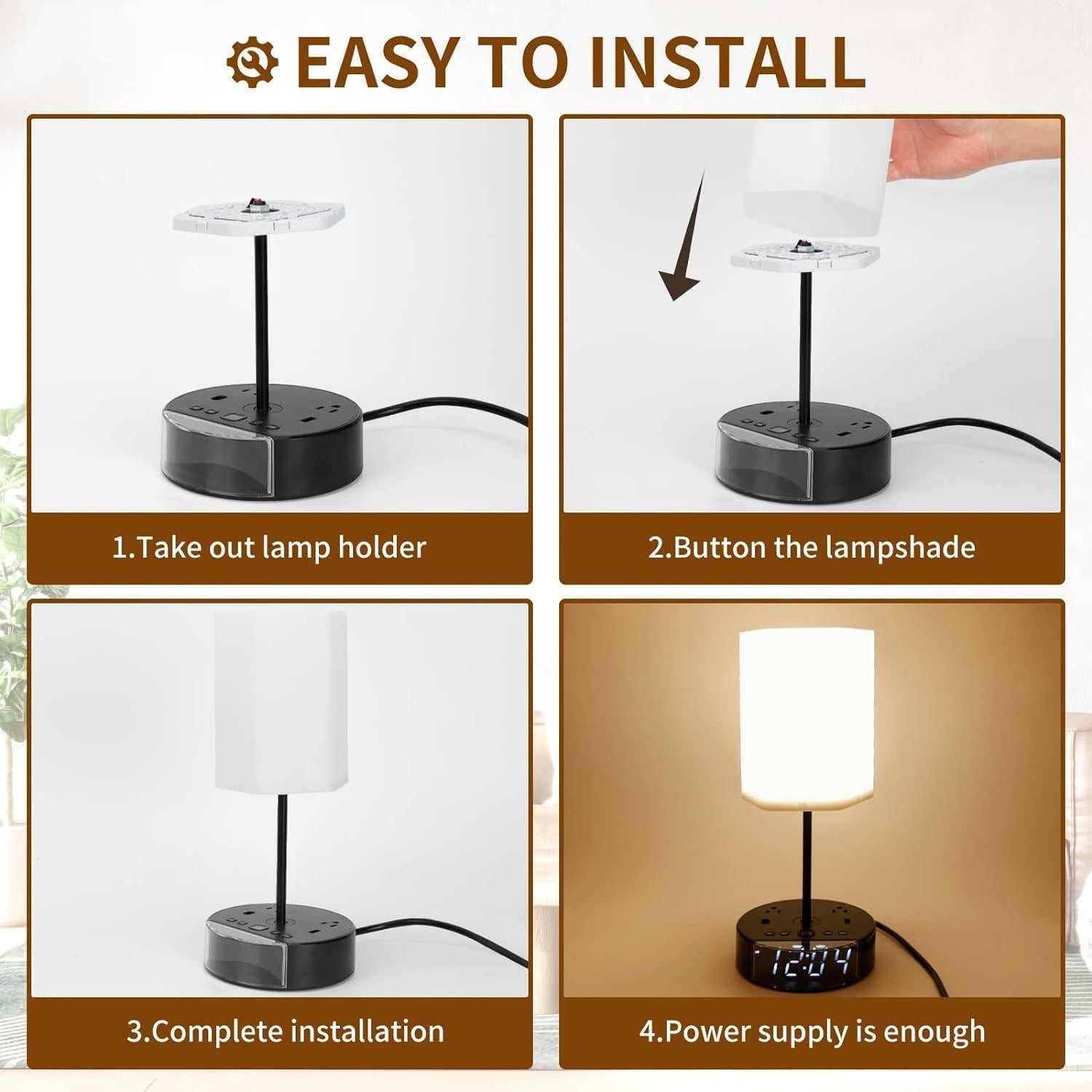 Reloj Despertador ELMWAY con Cargador USB y Enchufes 15 cm