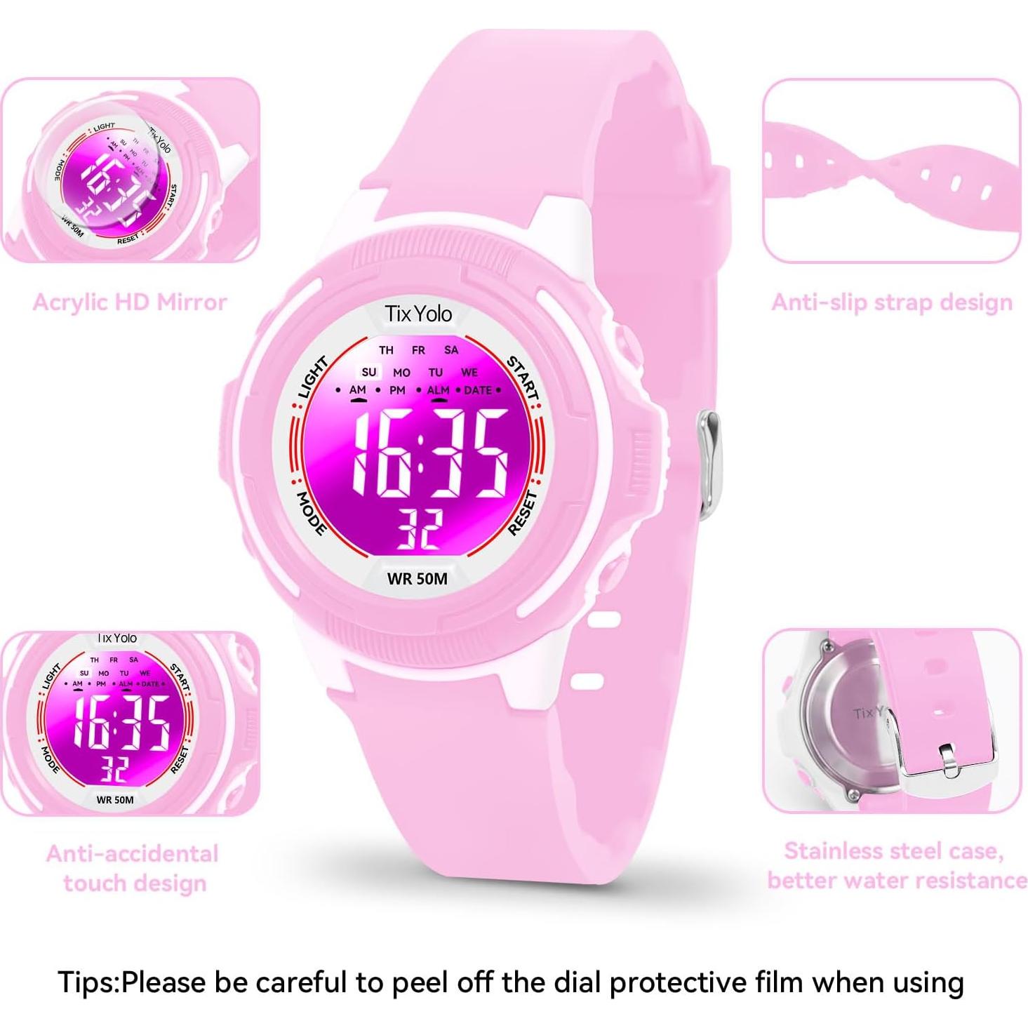 Reloj Digital Infantil TixYolo 50M Impermeable 7 Colores