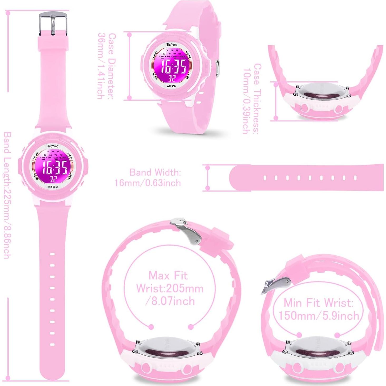 Reloj Digital Infantil TixYolo 50M Impermeable 7 Colores