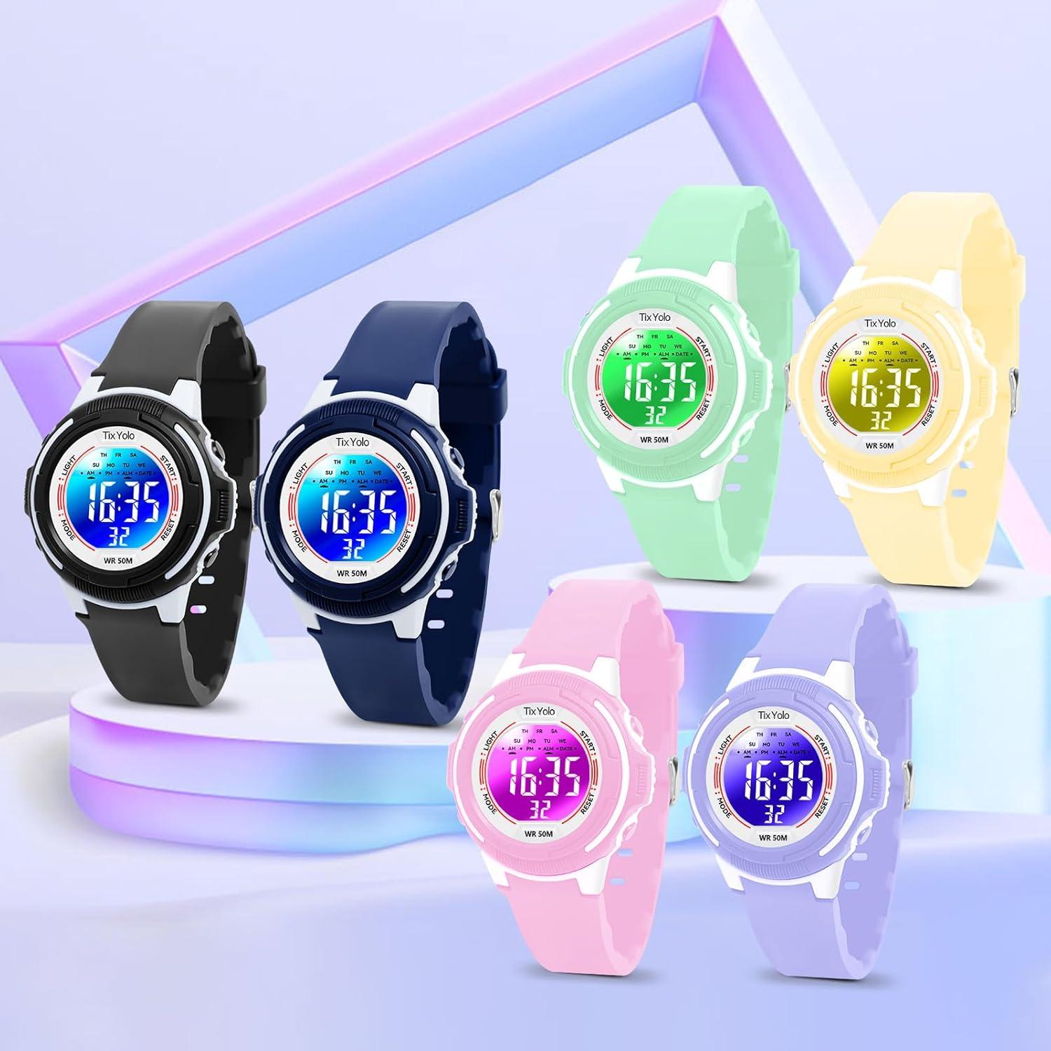 Reloj Digital Infantil TixYolo 50M Impermeable 7 Colores