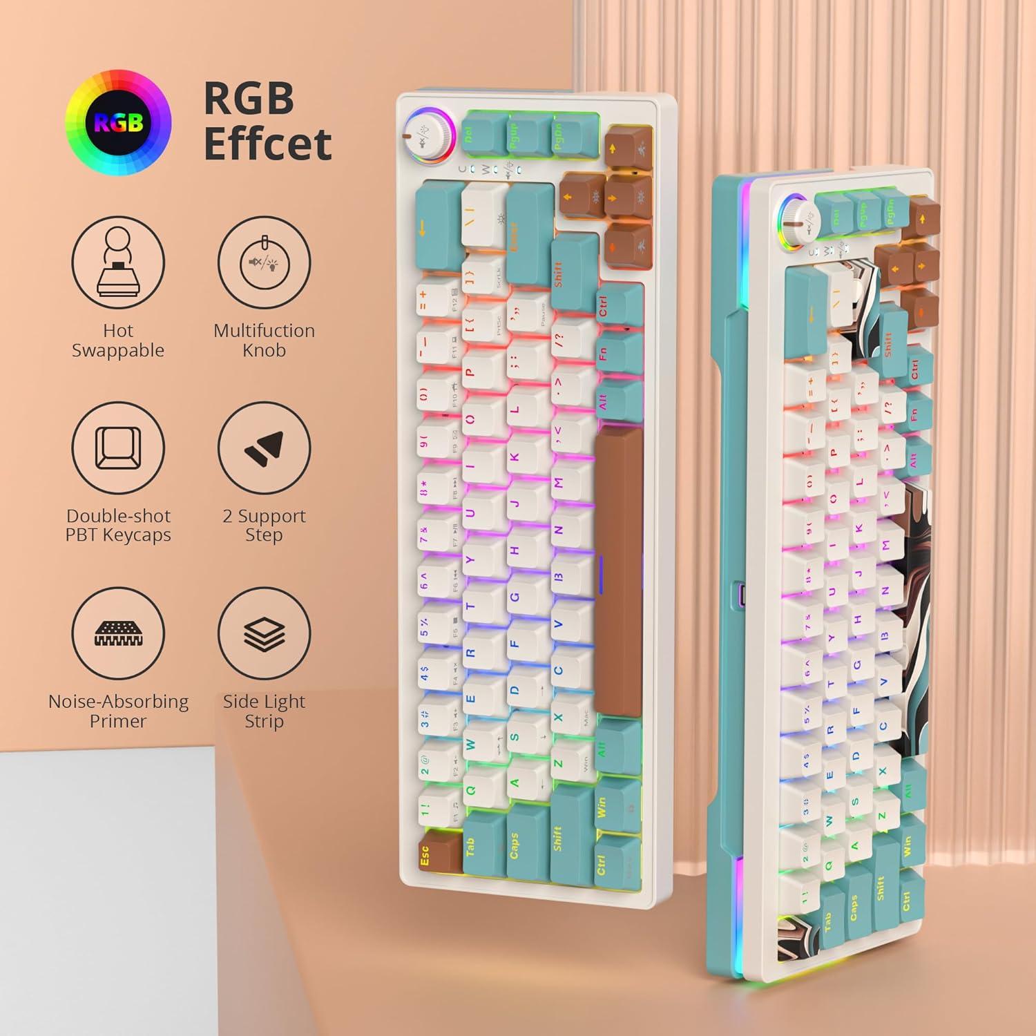 Teclado mecánico Guffercty 65% Hot-Swappable RGB 68 teclas