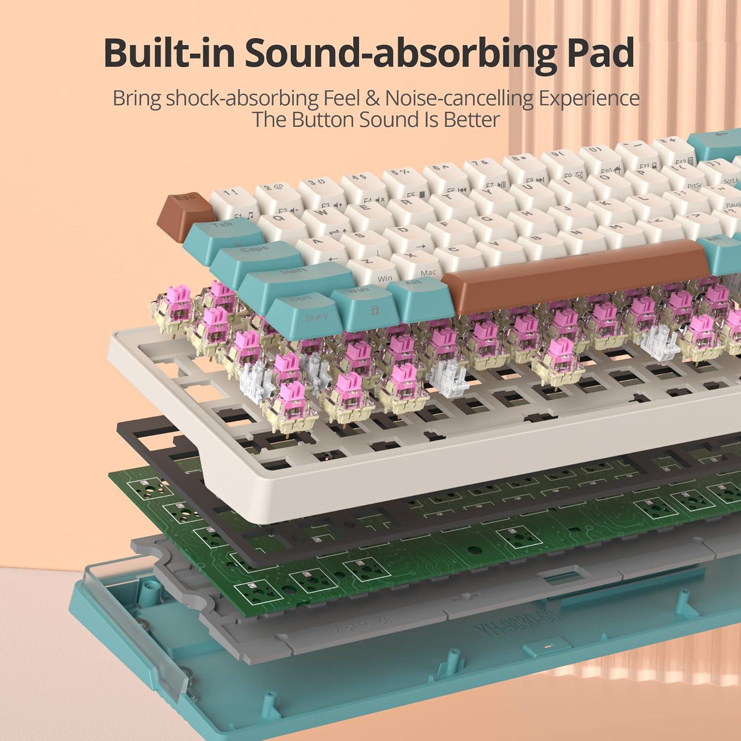 Teclado mecánico Guffercty 65% Hot-Swappable RGB 68 teclas