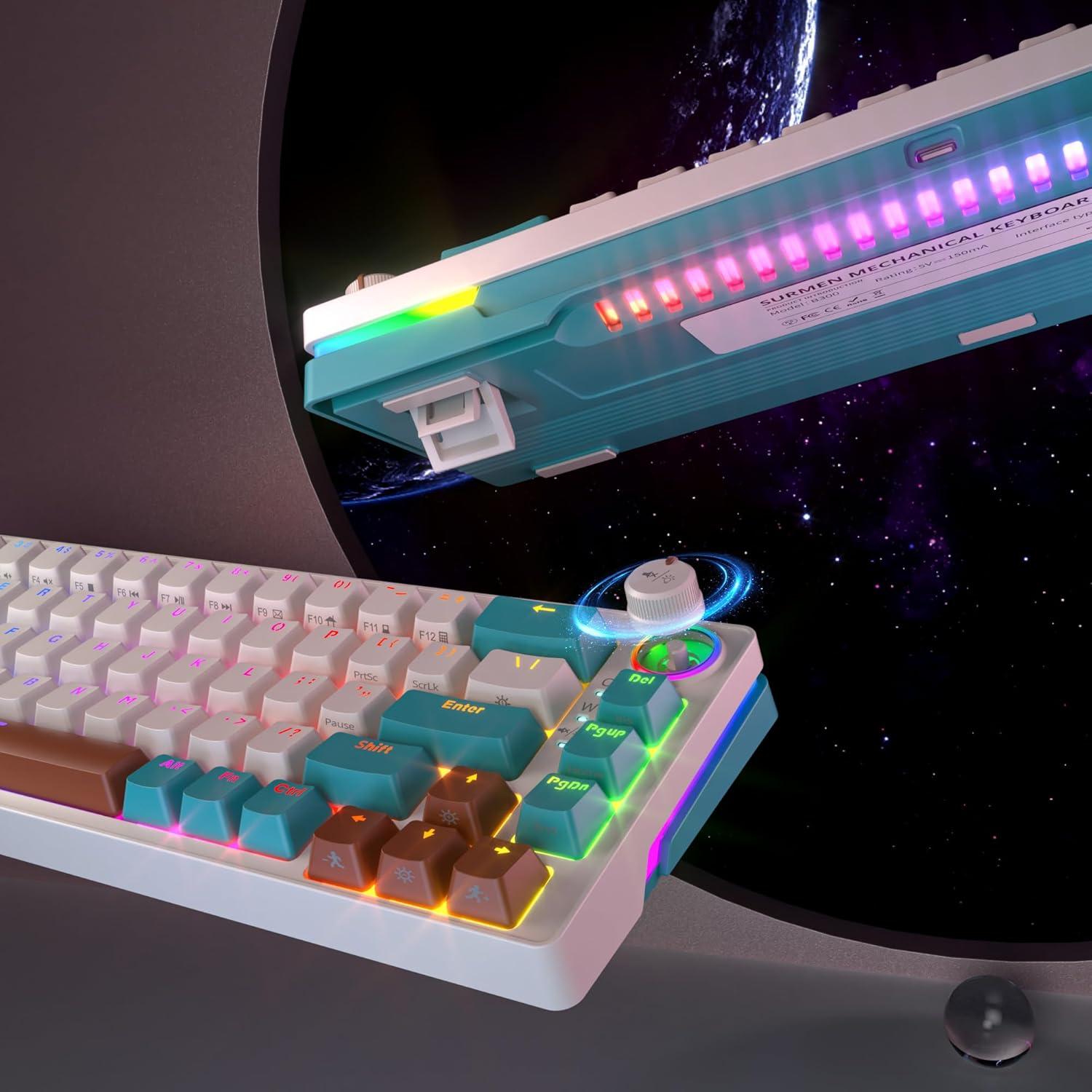 Teclado mecánico Guffercty 65% Hot-Swappable RGB 68 teclas