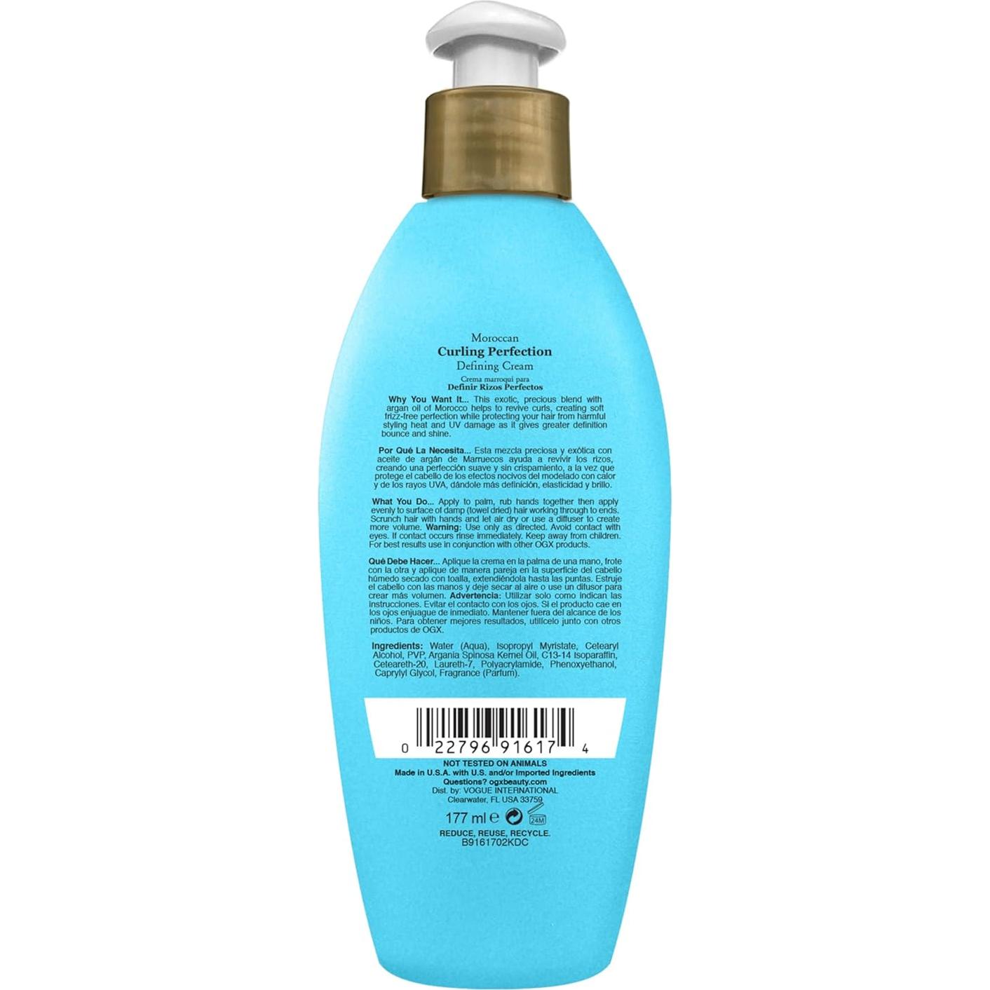 Crema Definidora de Rizos OGX Aceite de Argán 170 ml Antifrizz