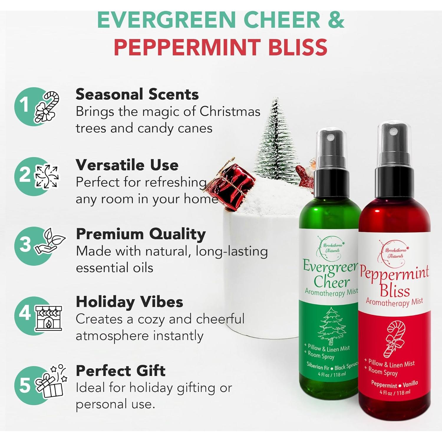 Paquete de 2 Rocíos de Aromaterapia Navideña Brookethorne - Pino y Menta