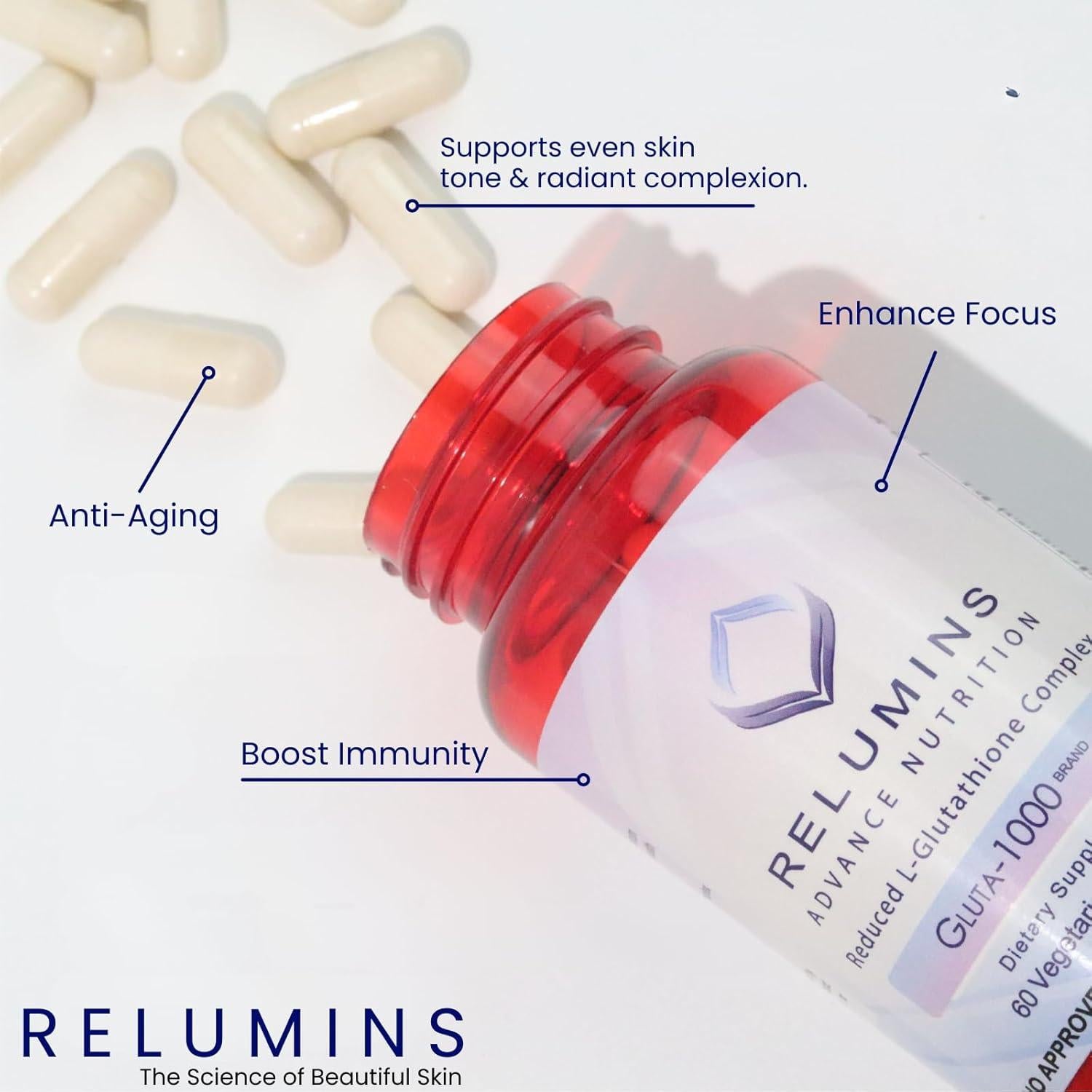 Paquete Colágeno Marino y Gluta-1000 Relumins - 10 Sobres + 60 Cápsulas