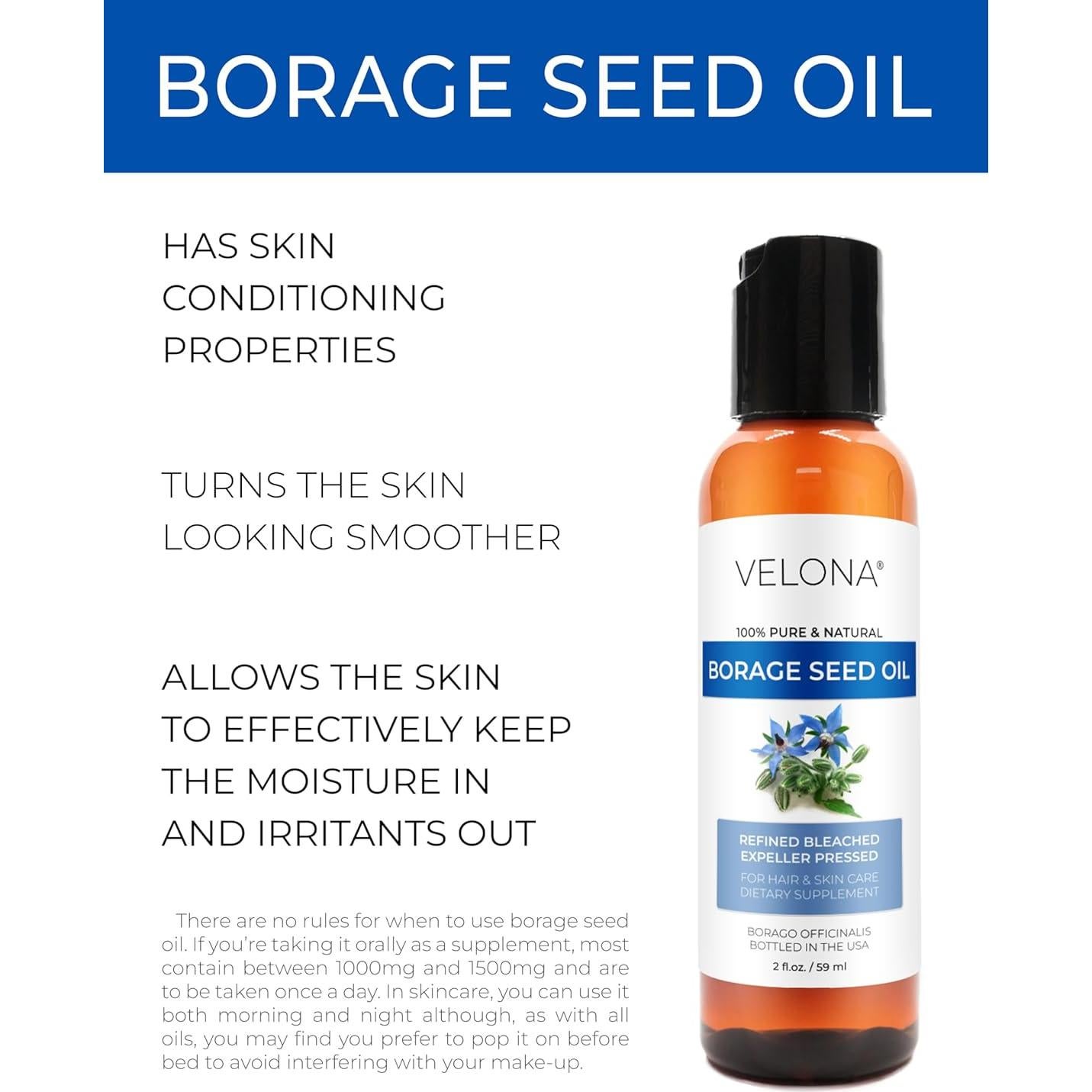 Aceite de Semilla de Borraja Velona 100% Puro 59.15 ml