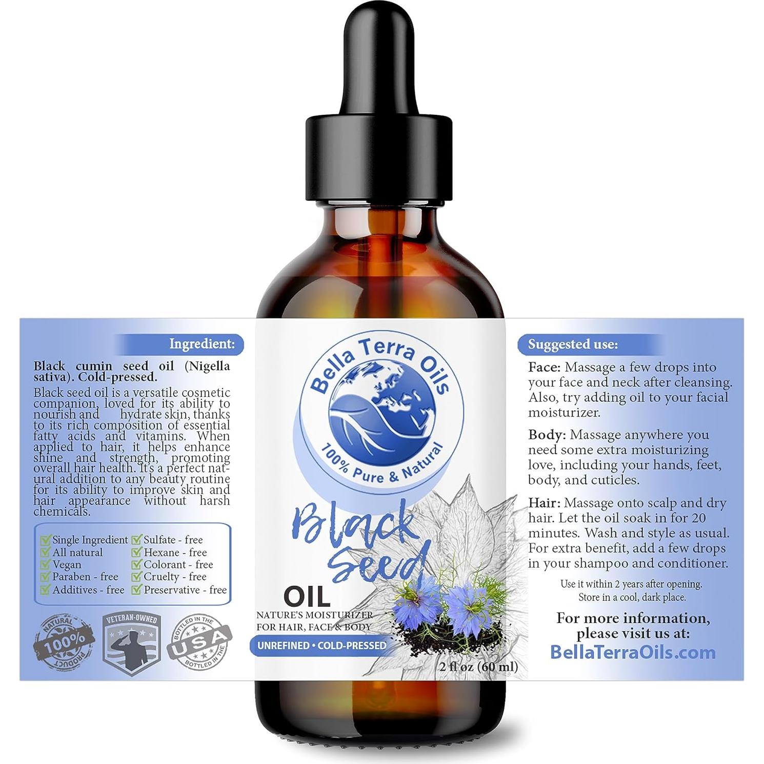 Aceite de Semilla Negra Bella Terra 60ml - 100% Puro y Natural