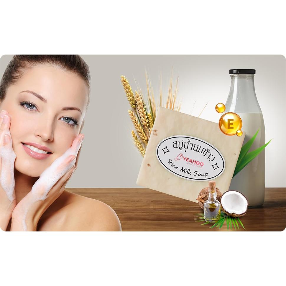 Jabón Natural de Leche de Arroz Yeahgoshopping 60g Hidratante