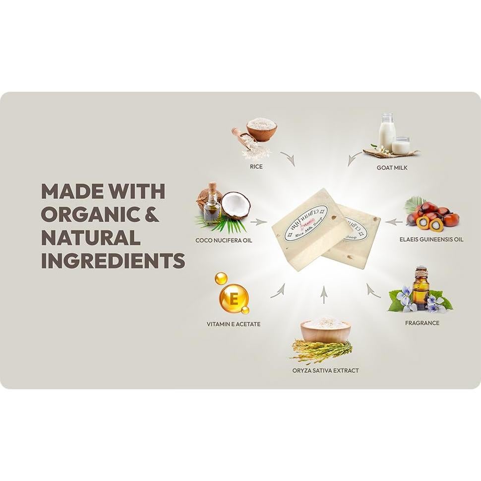 Jabón Natural de Leche de Arroz Yeahgoshopping 60g Hidratante