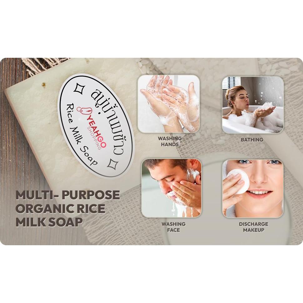 Jabón Natural de Leche de Arroz Yeahgoshopping 60g Hidratante