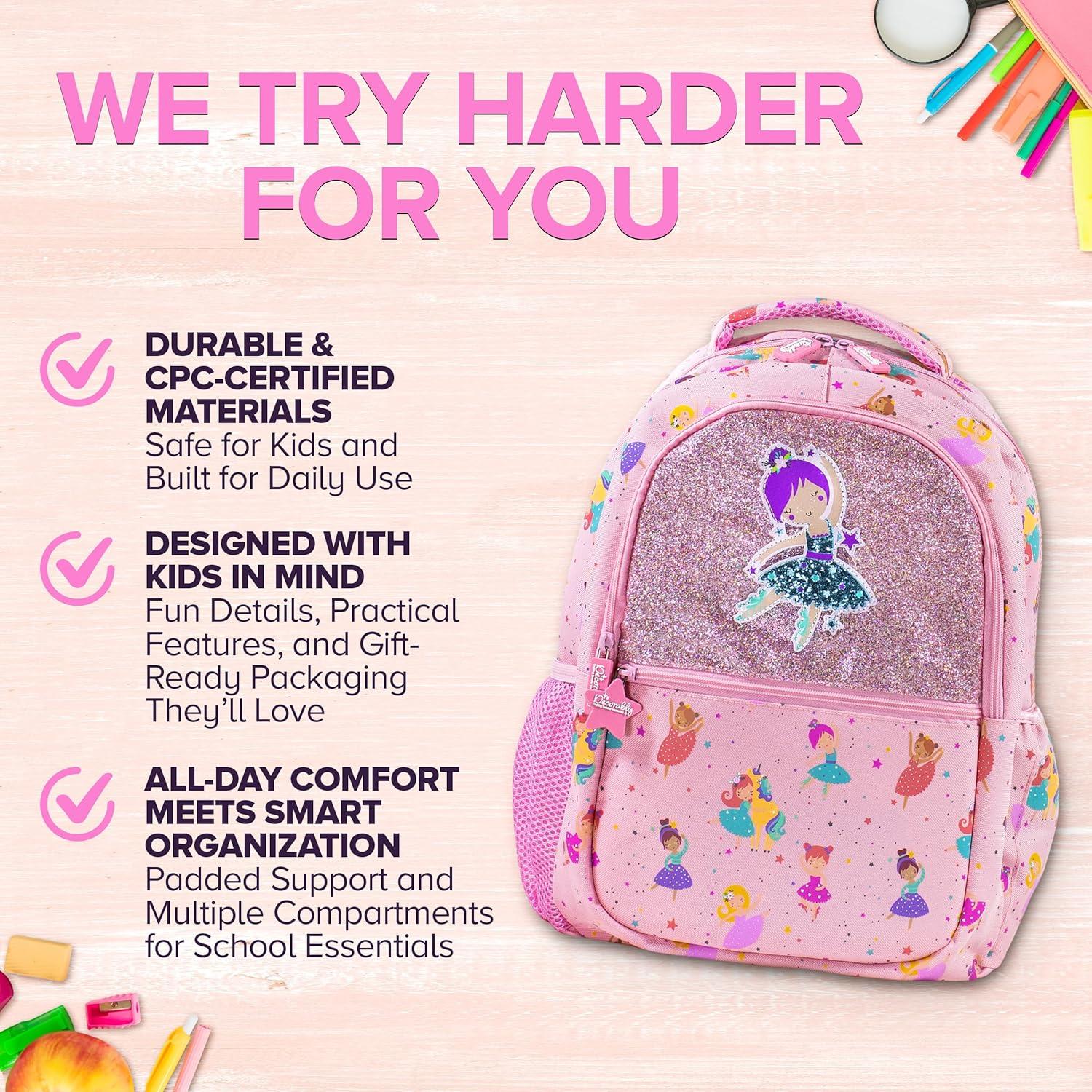 Mochila Temática para Niños Decorably 42cm Bailarina 3 Compartimentos