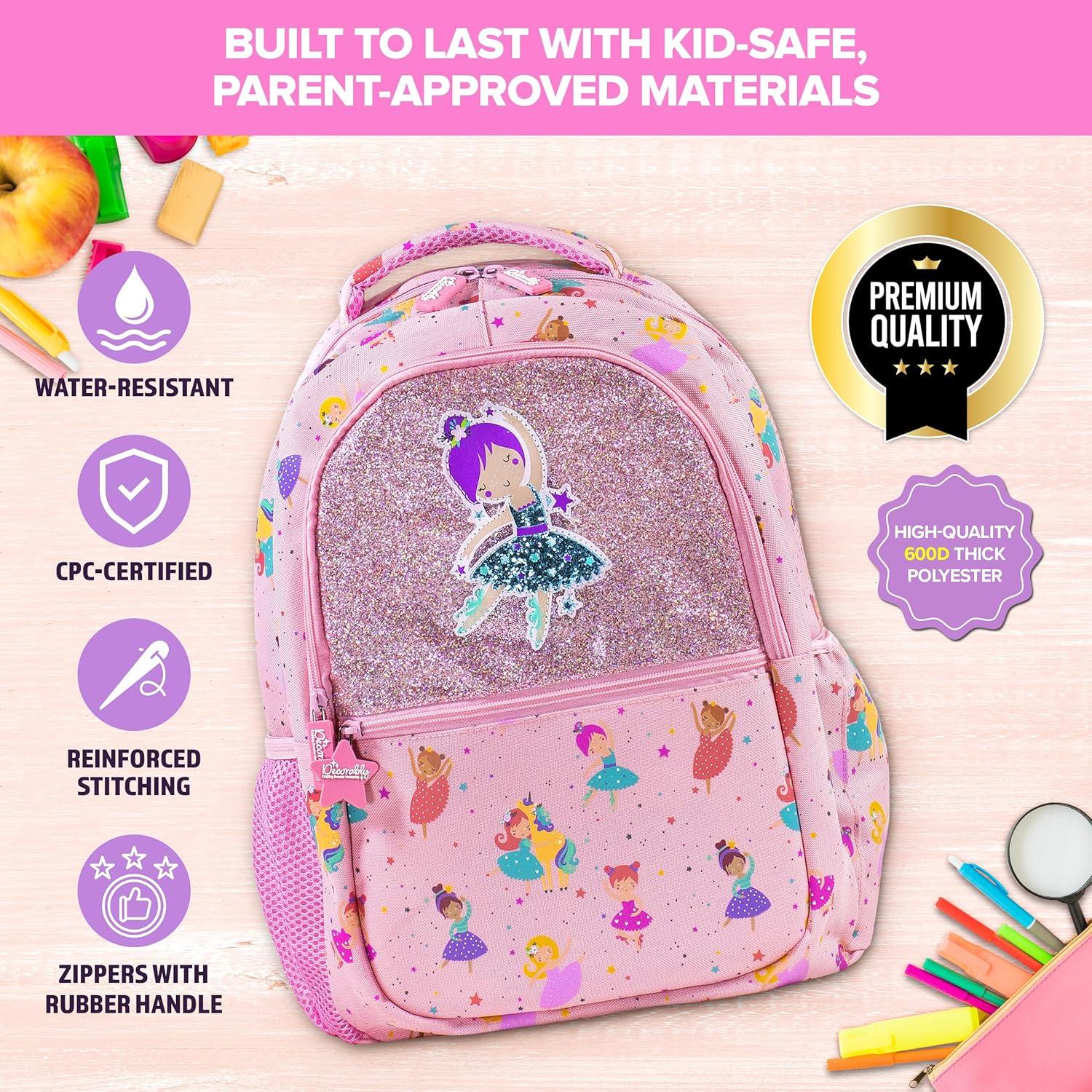 Mochila Temática para Niños Decorably 42cm Bailarina 3 Compartimentos