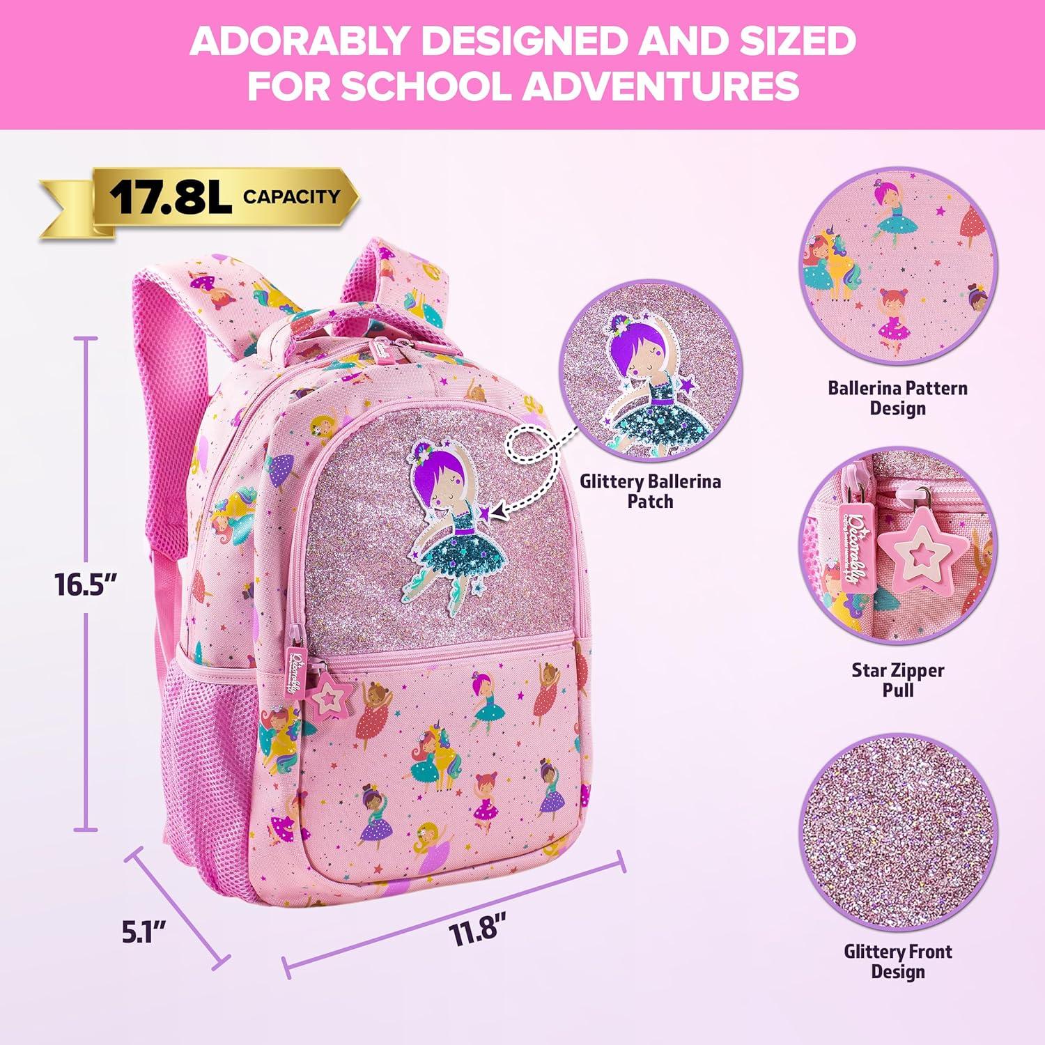 Mochila Temática para Niños Decorably 42cm Bailarina 3 Compartimentos