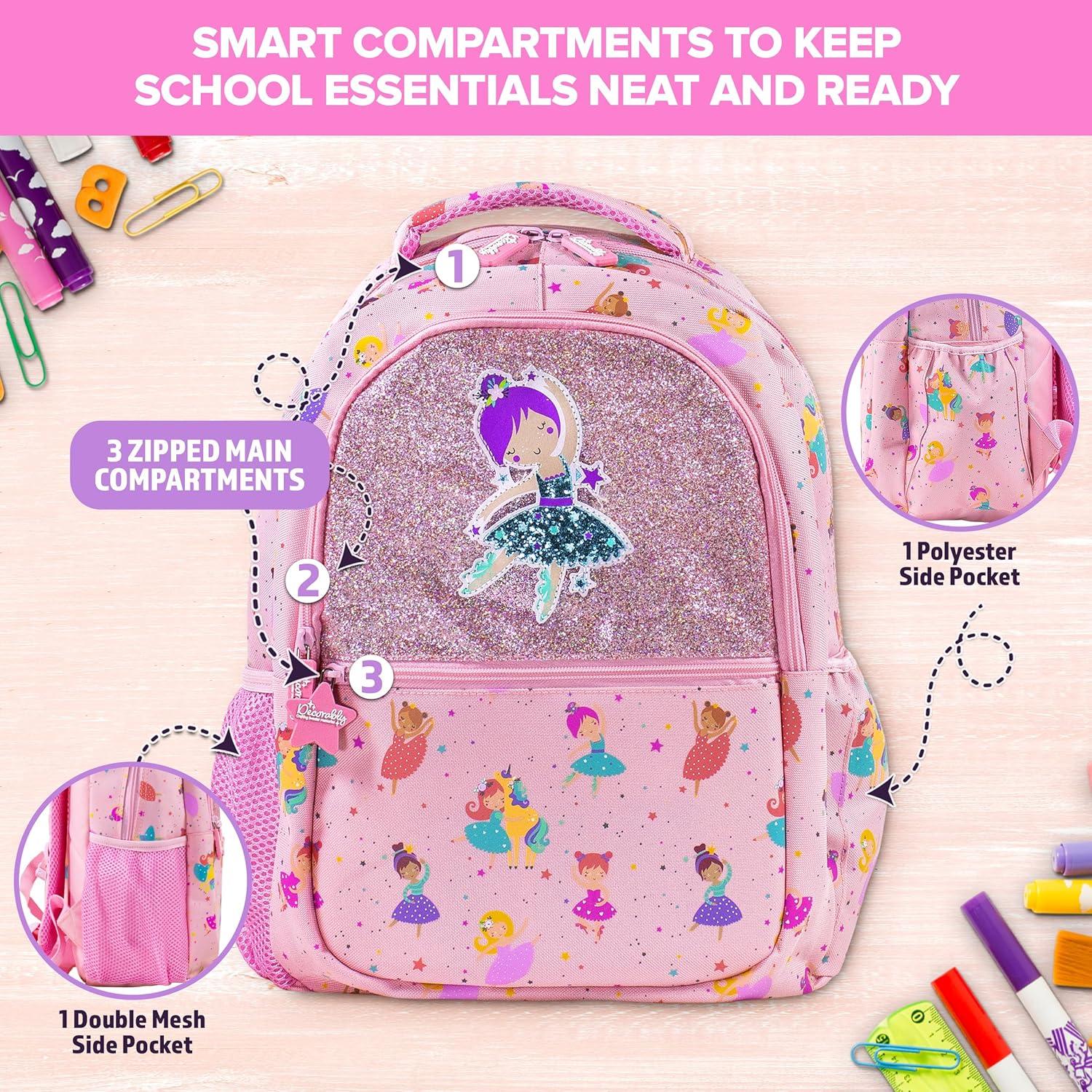 Mochila Temática para Niños Decorably 42cm Bailarina 3 Compartimentos
