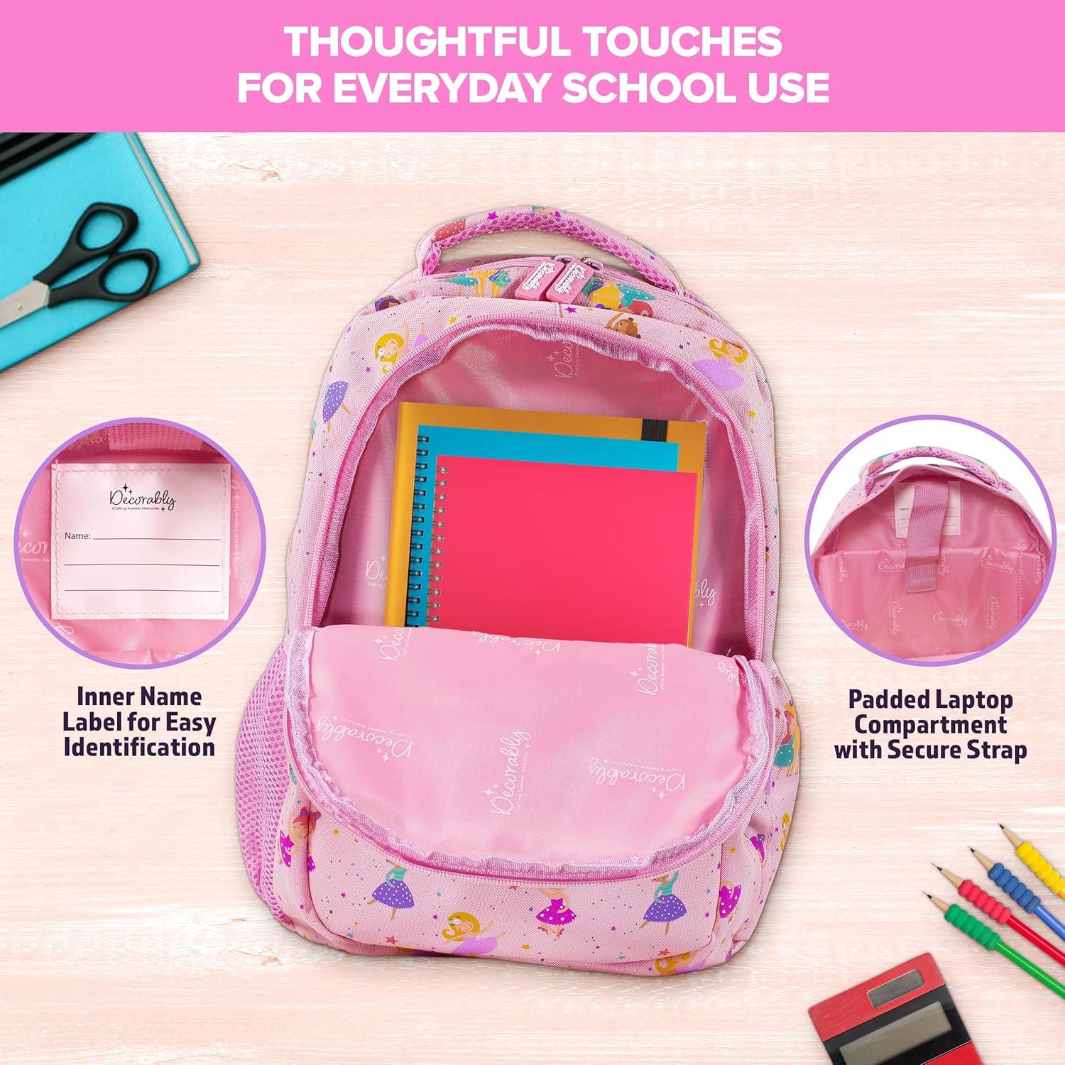 Mochila Temática para Niños Decorably 42cm Bailarina 3 Compartimentos