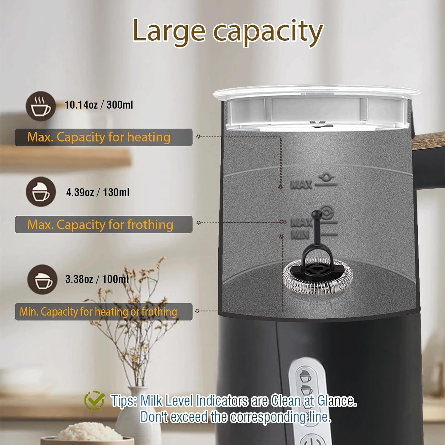 Espumador de Leche Eléctrico NESSGRAIM 4 en 1 Negro