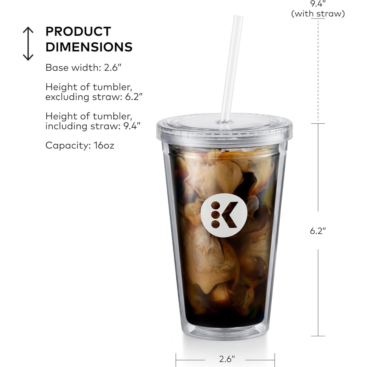 Taza Fría Keurig 473ml Doble Pared Libre BPA con Pajilla