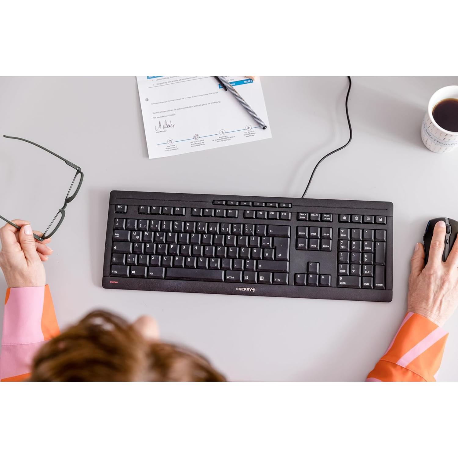 Teclado Cherry Stream - USB QWERTY - Mecanismo SX - Blanco