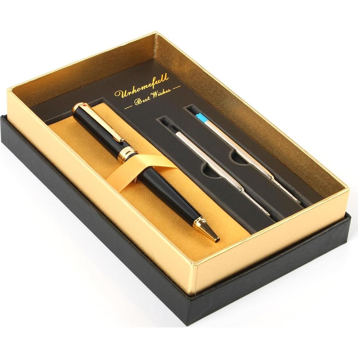 Bolígrafo de lujo Urhomefull con trim de oro 24K y recargas