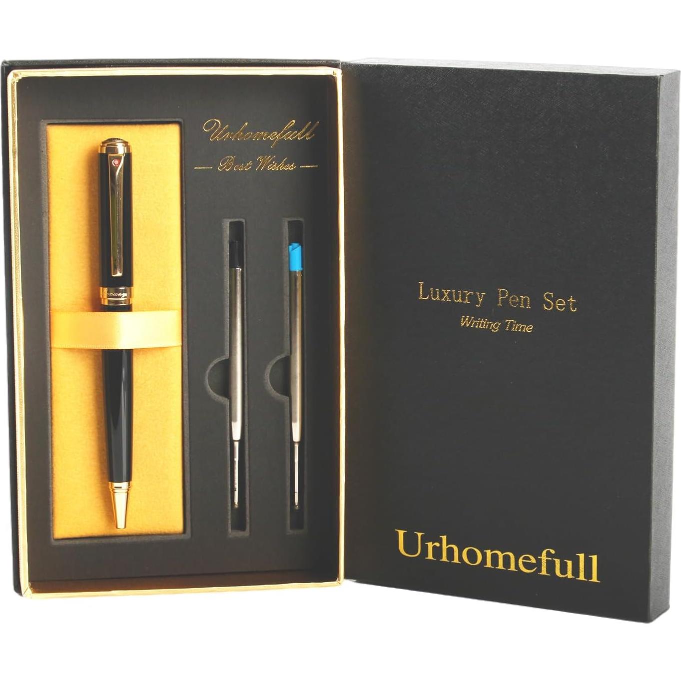 Bolígrafo de lujo Urhomefull con trim de oro 24K y recargas