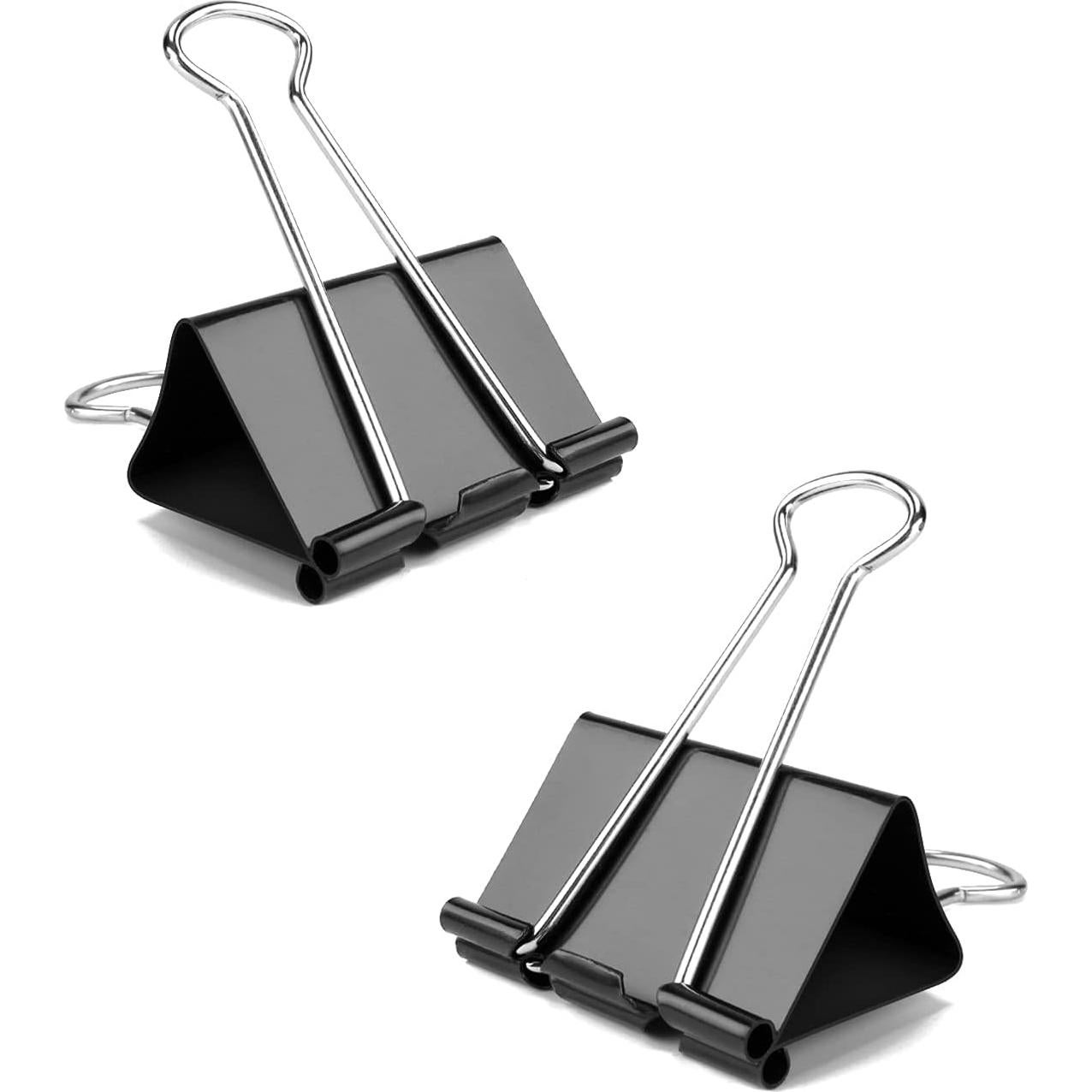 Small Binder Paper Clips 3/4 Inch Standard 19mm, 144 Pack, Black, 0.75 Inch Fold Clamp, Capacity 0.31 Inch, Office Clips, Micro Binder Clips