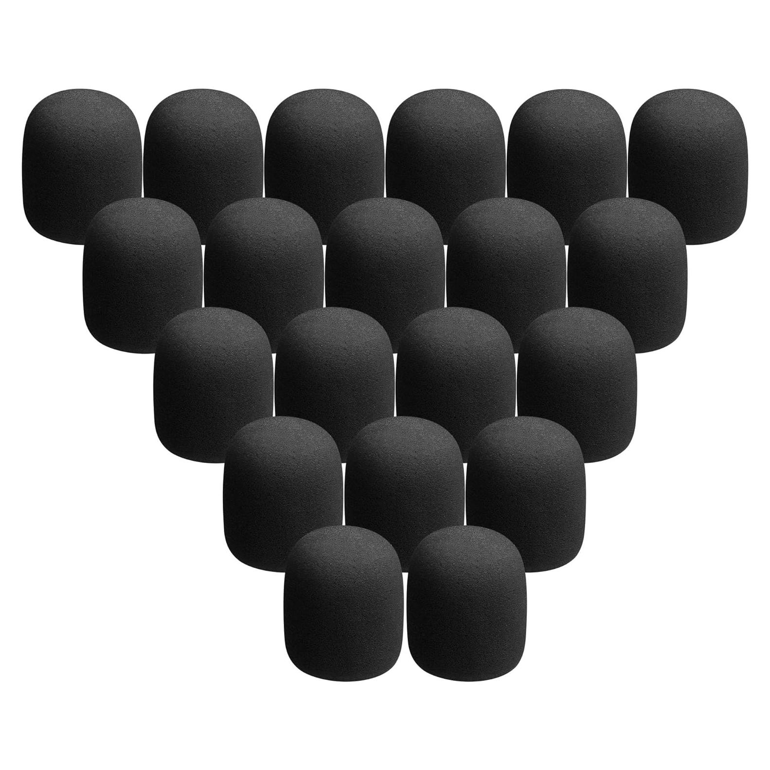 20 Fundas de Espuma para Micrófono Negras Reutilizables