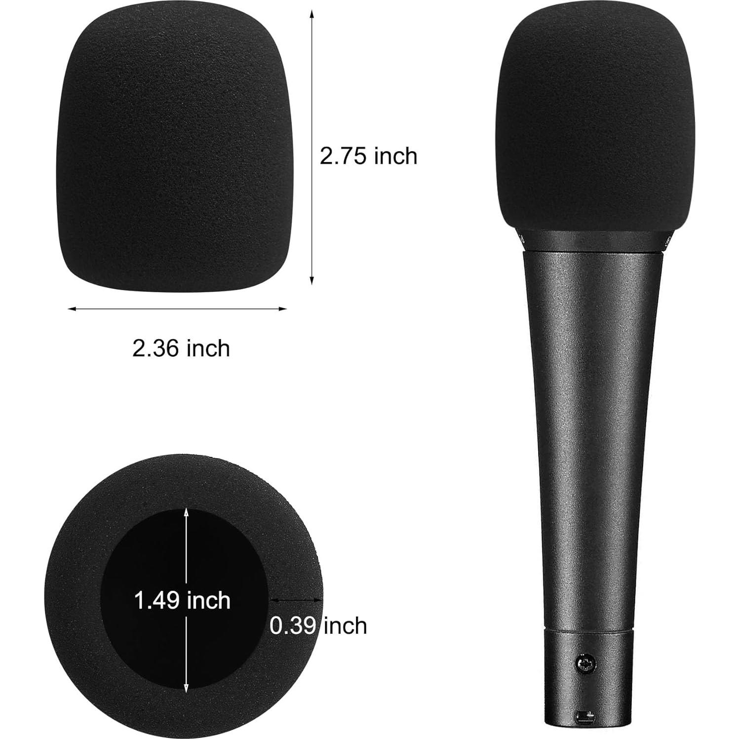 20 Fundas de Espuma para Micrófono Negras Reutilizables
