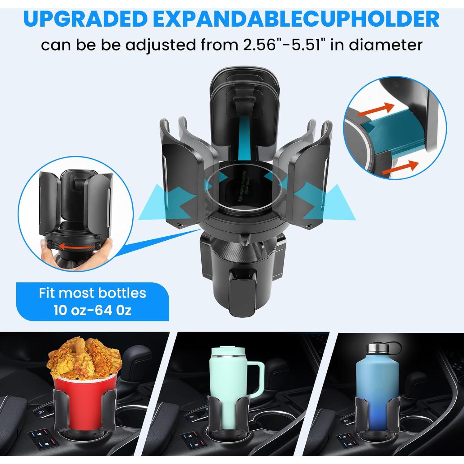 Expansor de Portavasos para Coche Octomo Ajustable 2.5 a 14 cm