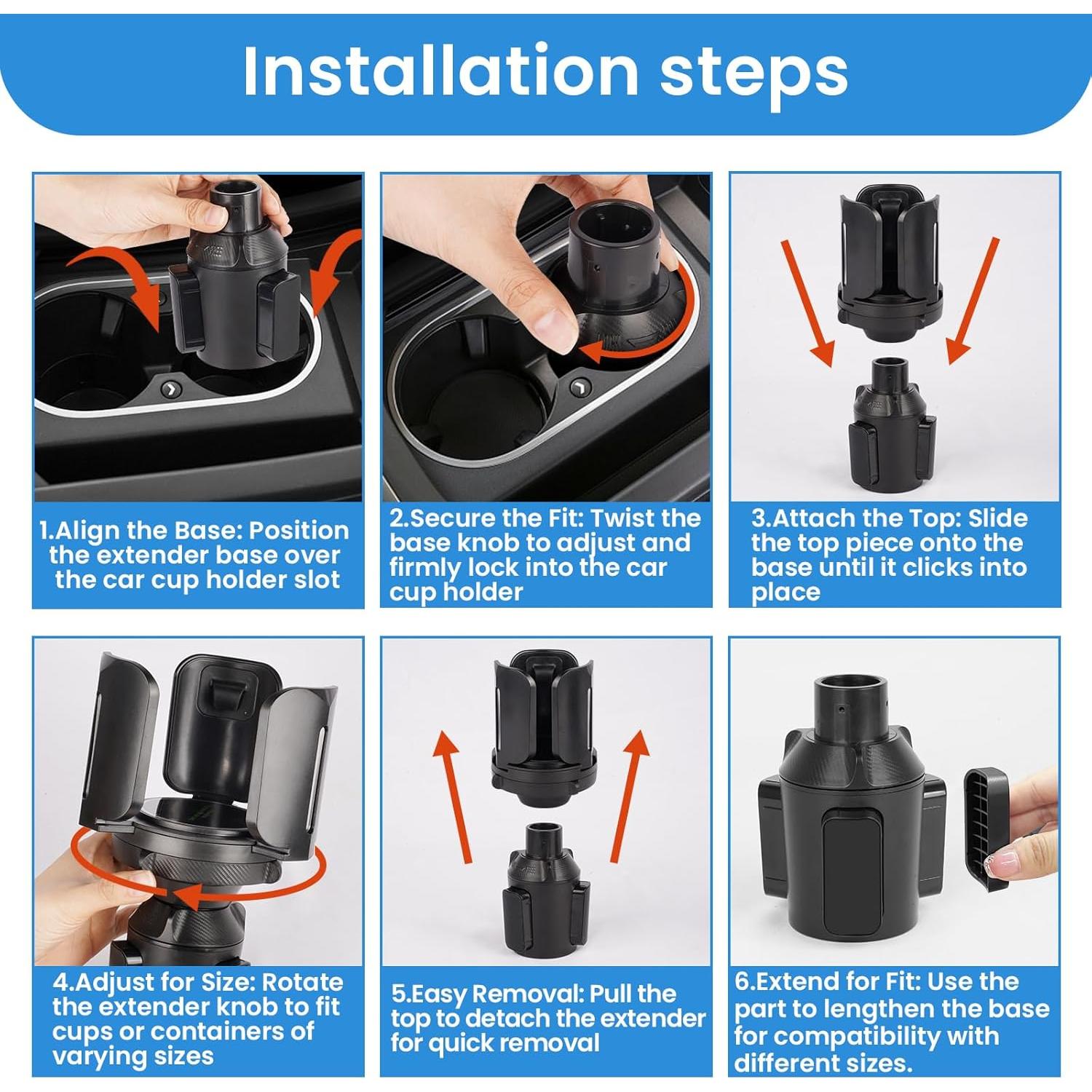 Expansor de Portavasos para Coche Octomo Ajustable 2.5 a 14 cm