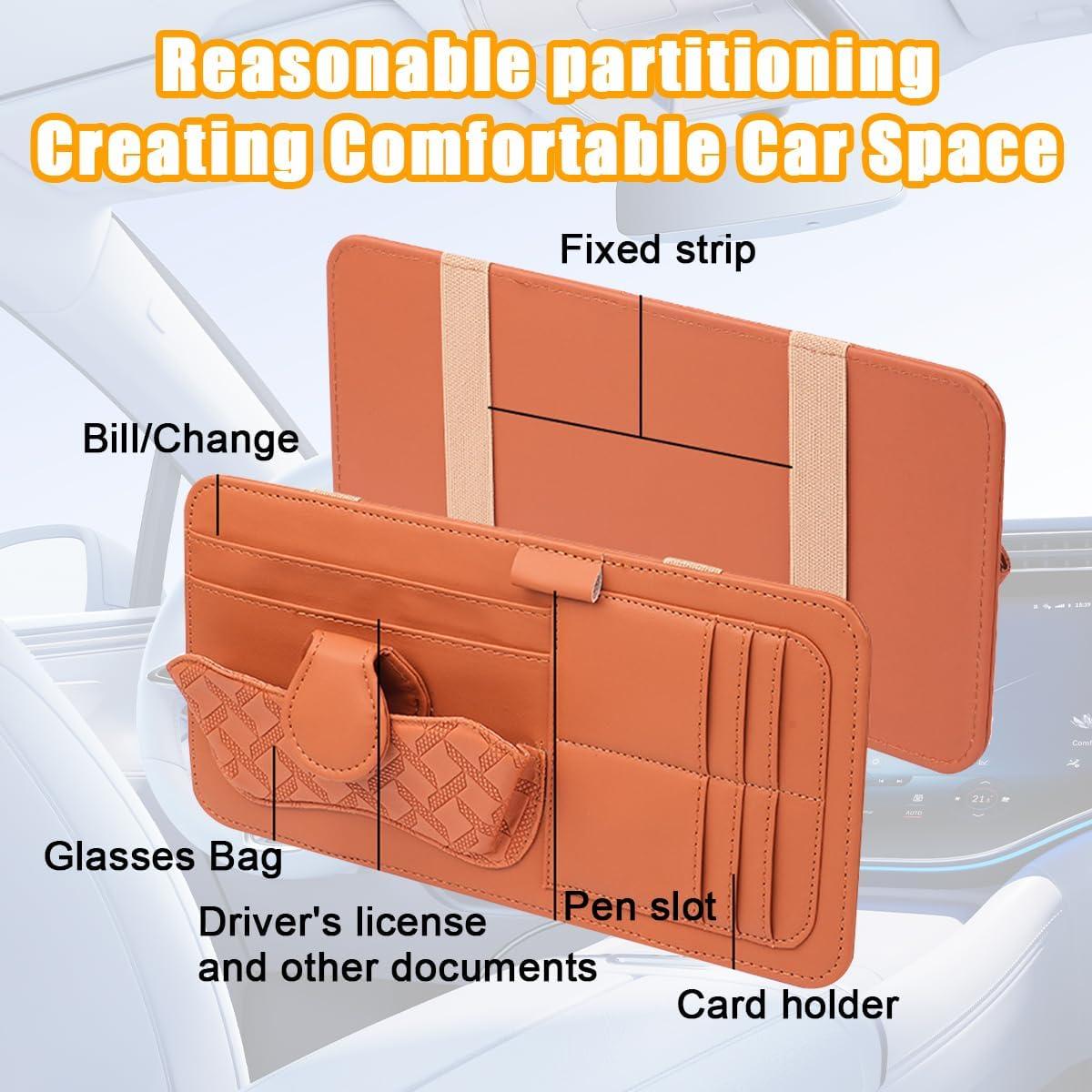 Organizador de Visera de Coche Sandfren Marrón Multifuncional