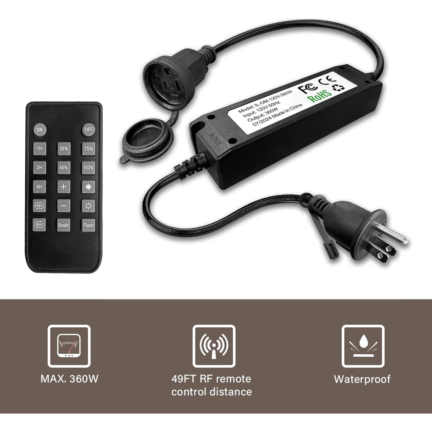 Interruptor Regulador de Enchufe Exterior Banord 360W con Control Remoto