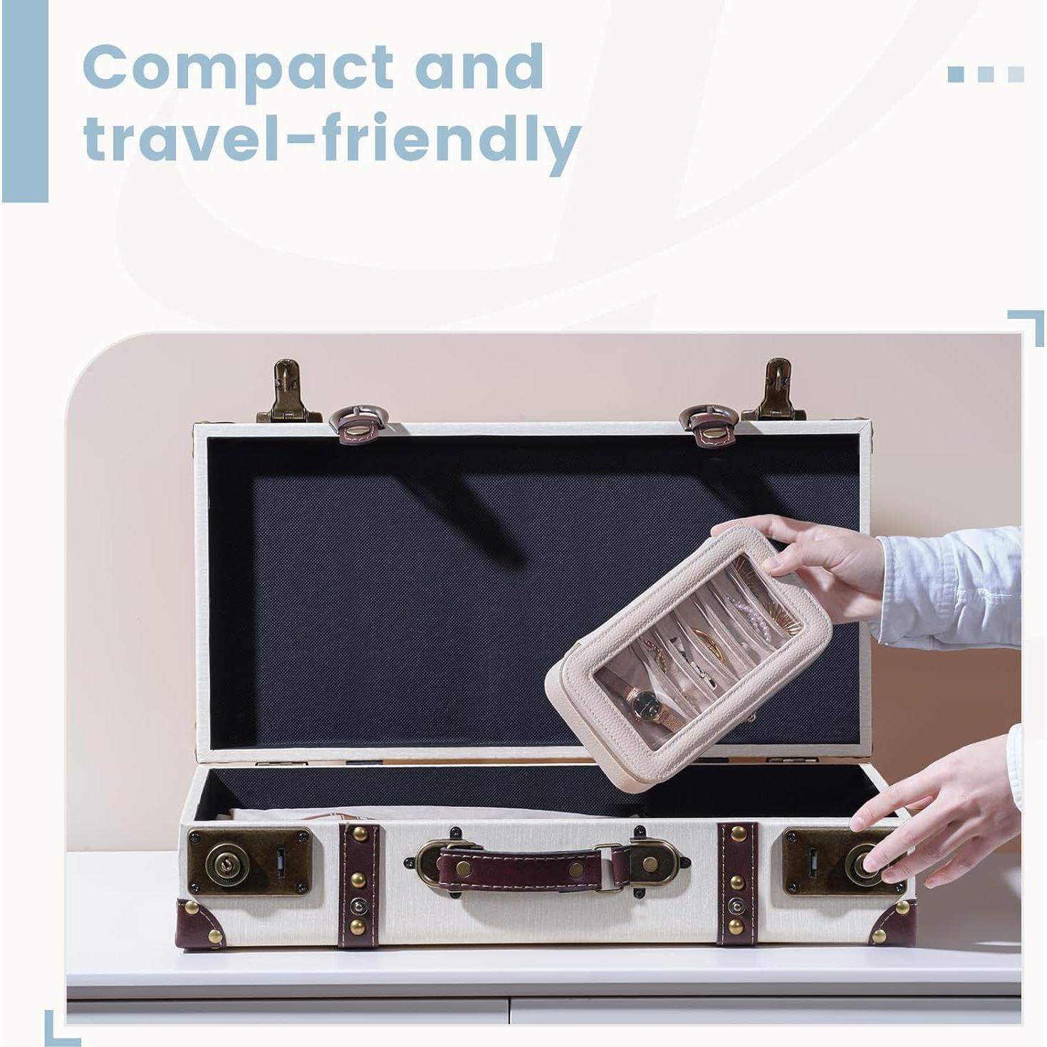 Estuche de Joyería de Viaje Lolalet 8 en 1 Beige con Bolsitas