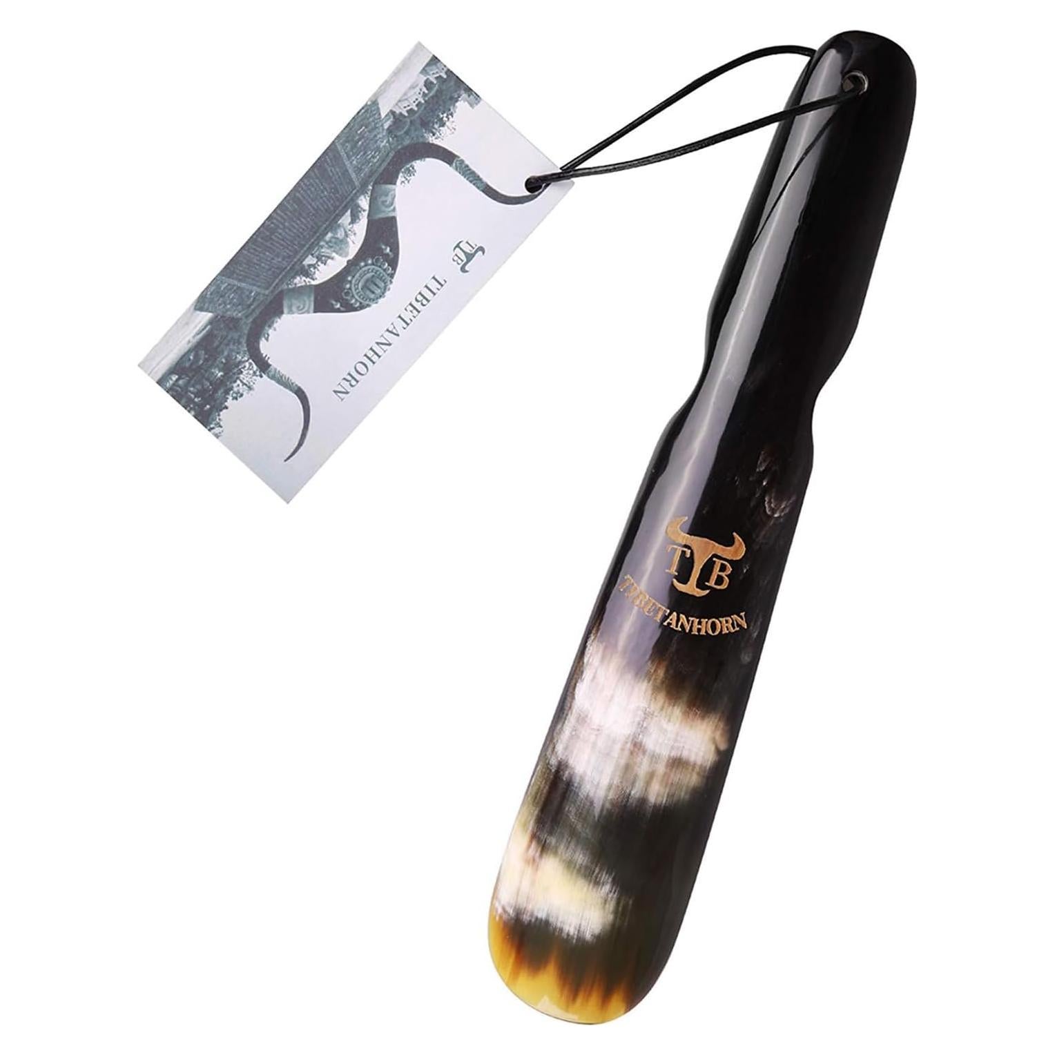 Shoe Horn, Hand Crafted Natural Tibetan Yak Horn Shoe Horns for Boots and All Shoes, Travel Size with Gift Box