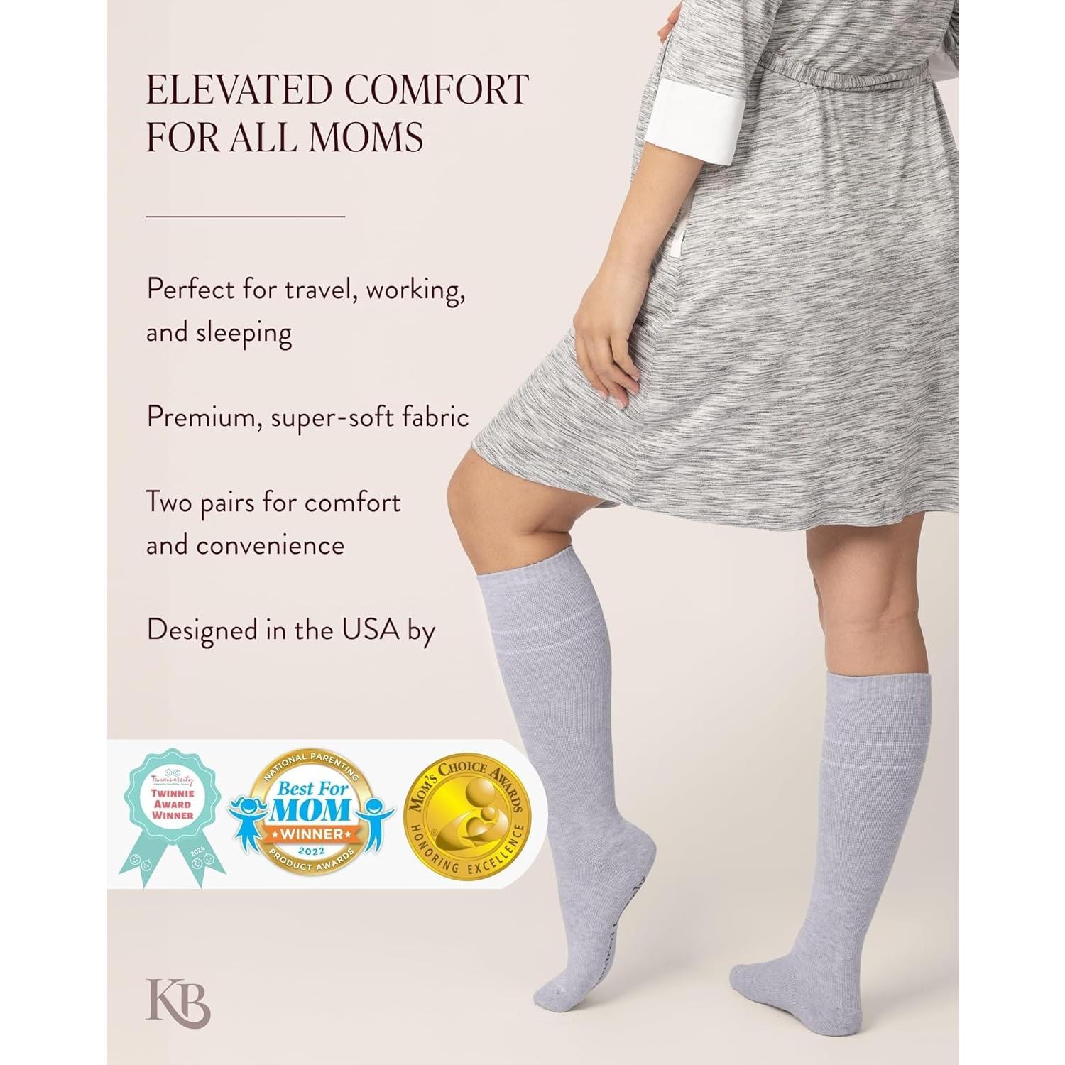 Calcetines de Compresión para Embarazo Kindred Bravely - Rosa y Gris