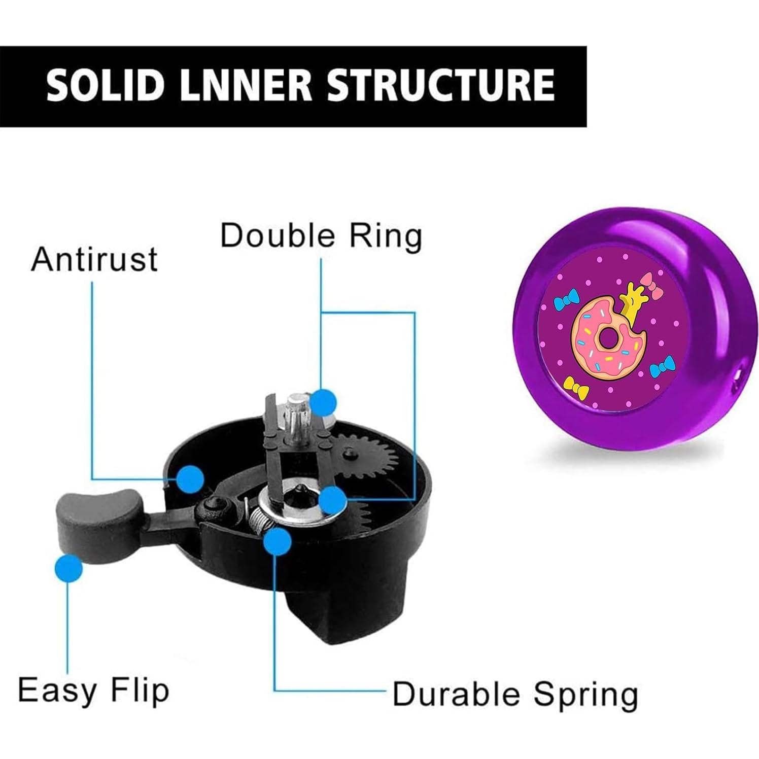 Campana de Bicicleta KANGHAR Donut Ajustable Sonido Claro