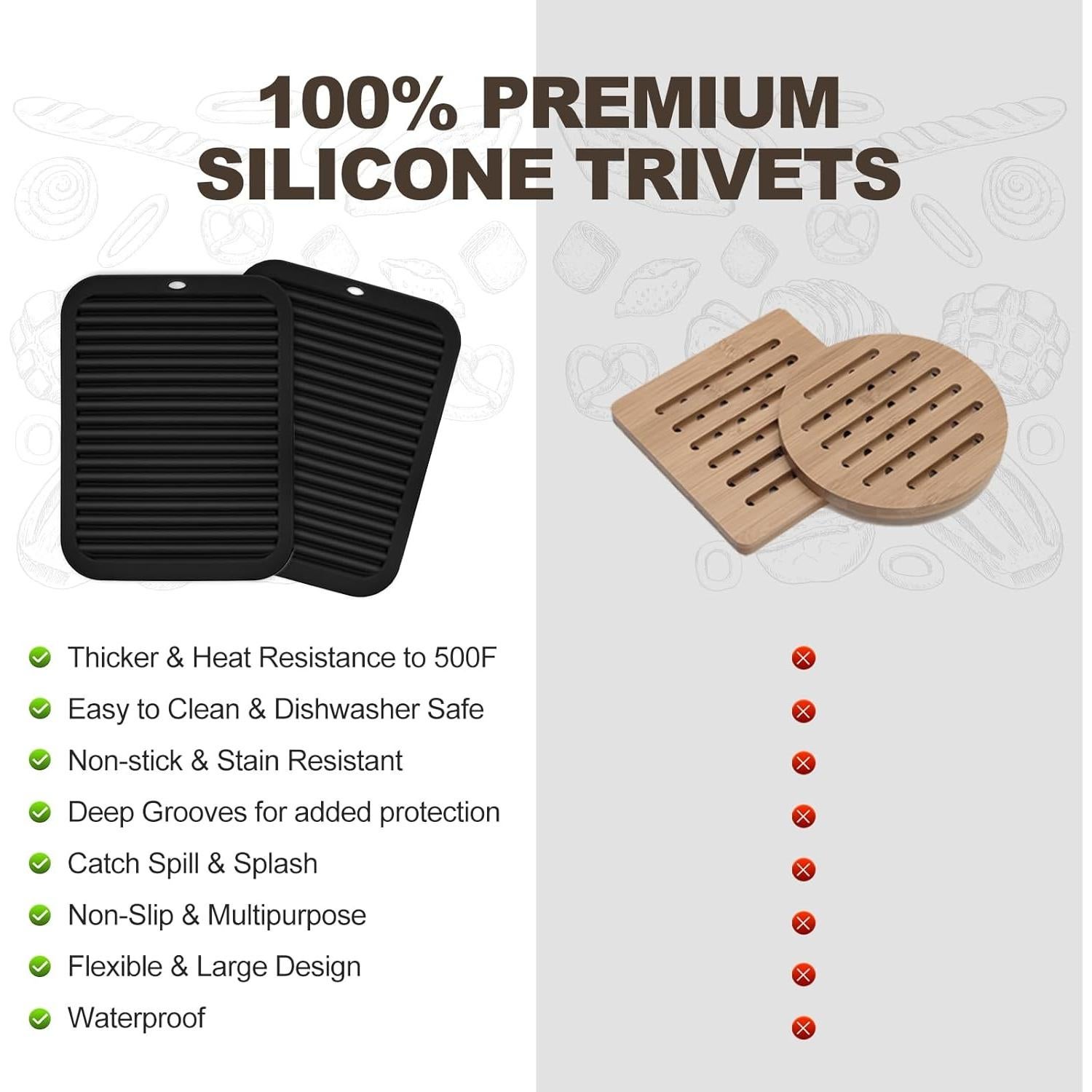 Trivetes de Silicona Joyhalo 4 Piezas Resistentes al Calor