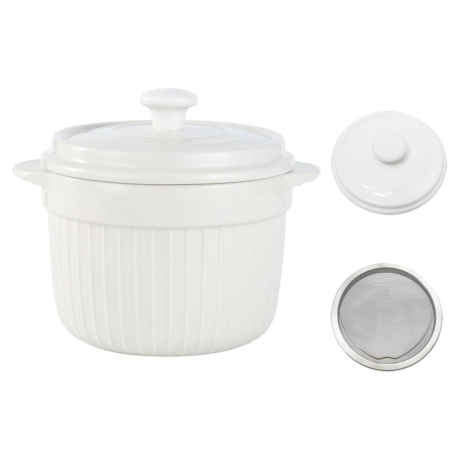 Contenedor de Grasa de Cerámica MaoYaMao 0.5L Blanco con Colador